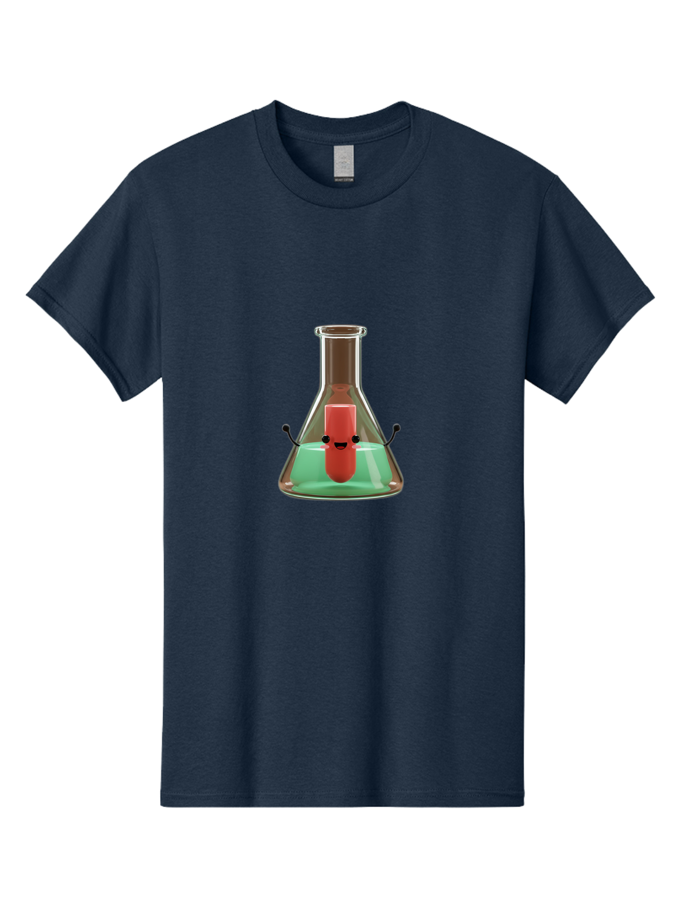 Test-Tube-Character Men'S Graphic Tee, 100% Cotton, Comfortable Casual Summer Wear, Machine Washable, Lipstick With Face, Cartoon Character, Laboratory Equipment, Glassware, Chemistry Experiment, Quirky Illustration, Comedic Art, Red Lipstick, Bab528