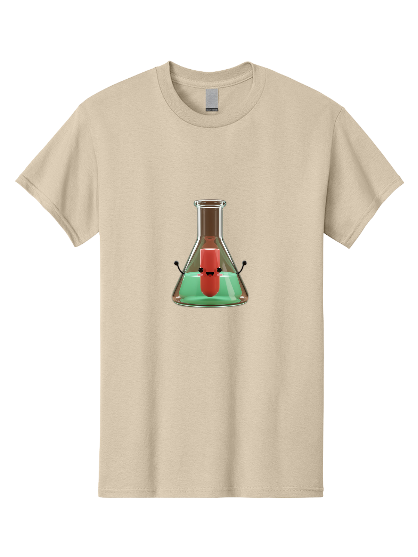 Test-Tube-Character Men'S Graphic Tee, 100% Cotton, Comfortable Casual Summer Wear, Machine Washable, Lipstick With Face, Cartoon Character, Laboratory Equipment, Glassware, Chemistry Experiment, Quirky Illustration, Comedic Art, Red Lipstick, Bab528