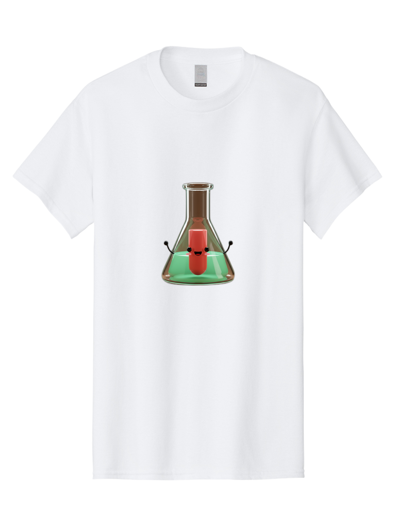 Test-Tube-Character Men'S Graphic Tee, 100% Cotton, Comfortable Casual Summer Wear, Machine Washable, Lipstick With Face, Cartoon Character, Laboratory Equipment, Glassware, Chemistry Experiment, Quirky Illustration, Comedic Art, Red Lipstick, Bab528