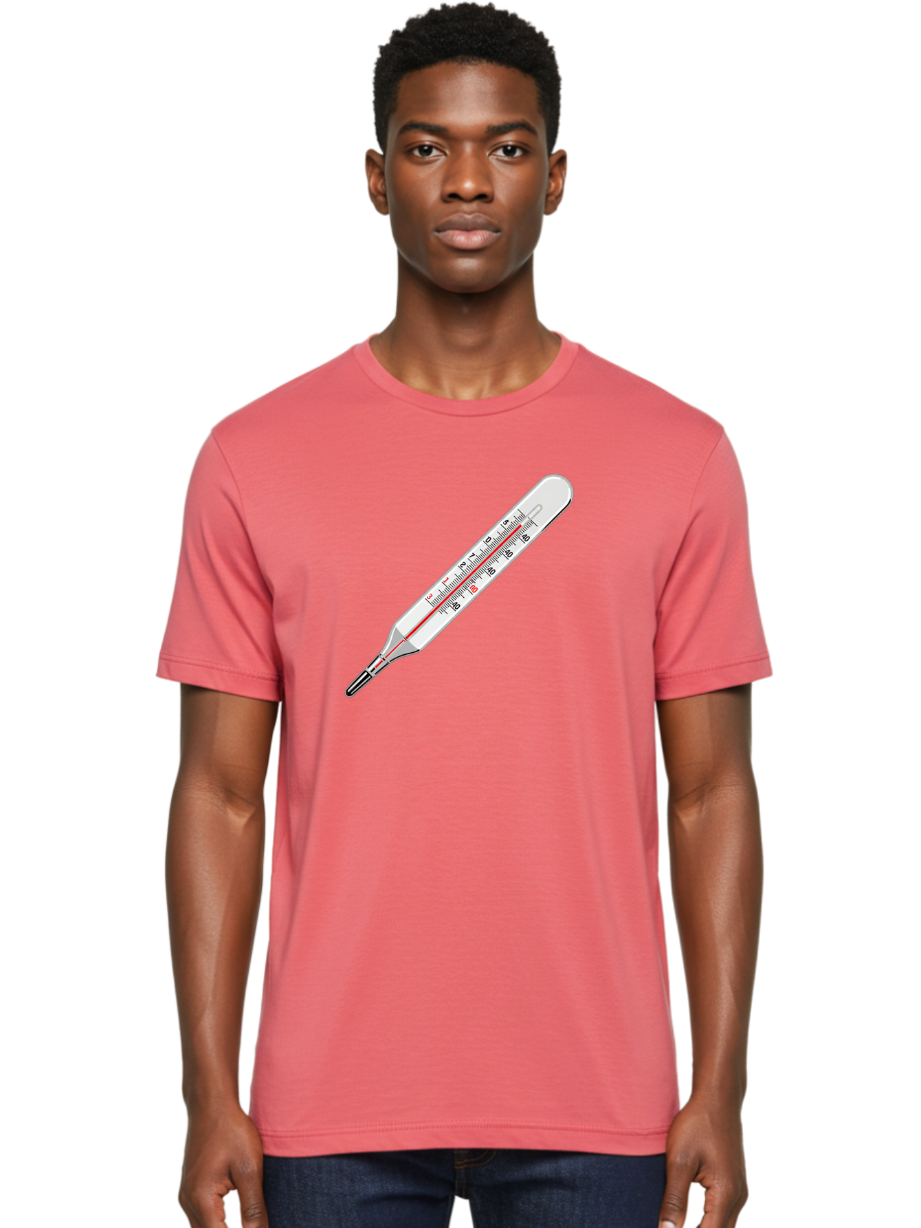 Thermometer-38-6 Men'S Graphic Tee, 100% Cotton, Comfortable Casual Summer Wear, Machine Washable, Medical Thermometer, Temperature Measurement, Health Monitoring, Red Mercury Column, Celsius Scale, 39 Degrees, Medical Equipment, Bab530