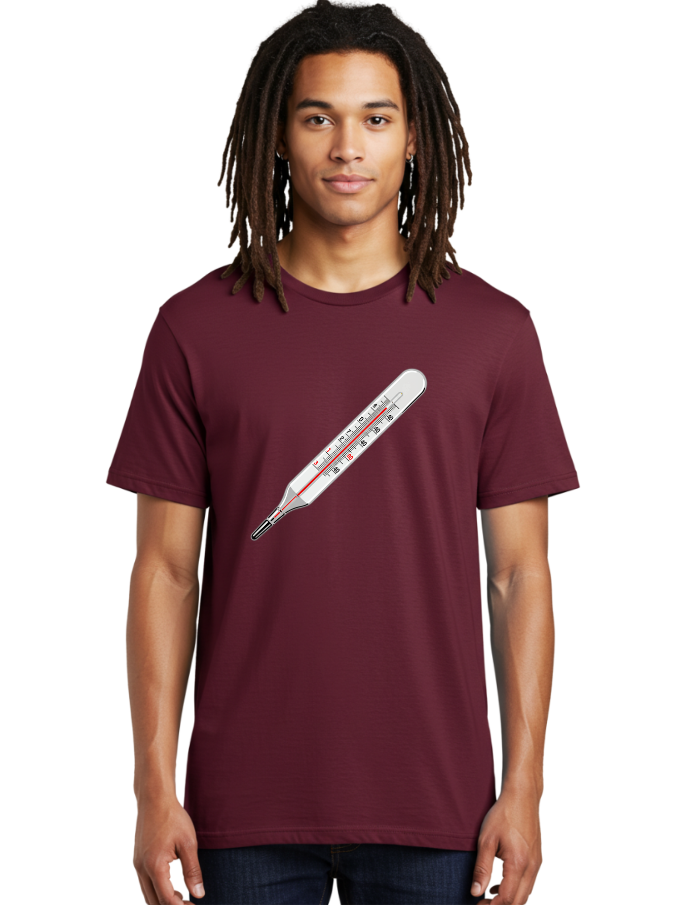 Thermometer-38-6 Men'S Graphic Tee, 100% Cotton, Comfortable Casual Summer Wear, Machine Washable, Medical Thermometer, Temperature Measurement, Health Monitoring, Red Mercury Column, Celsius Scale, 39 Degrees, Medical Equipment, Bab530