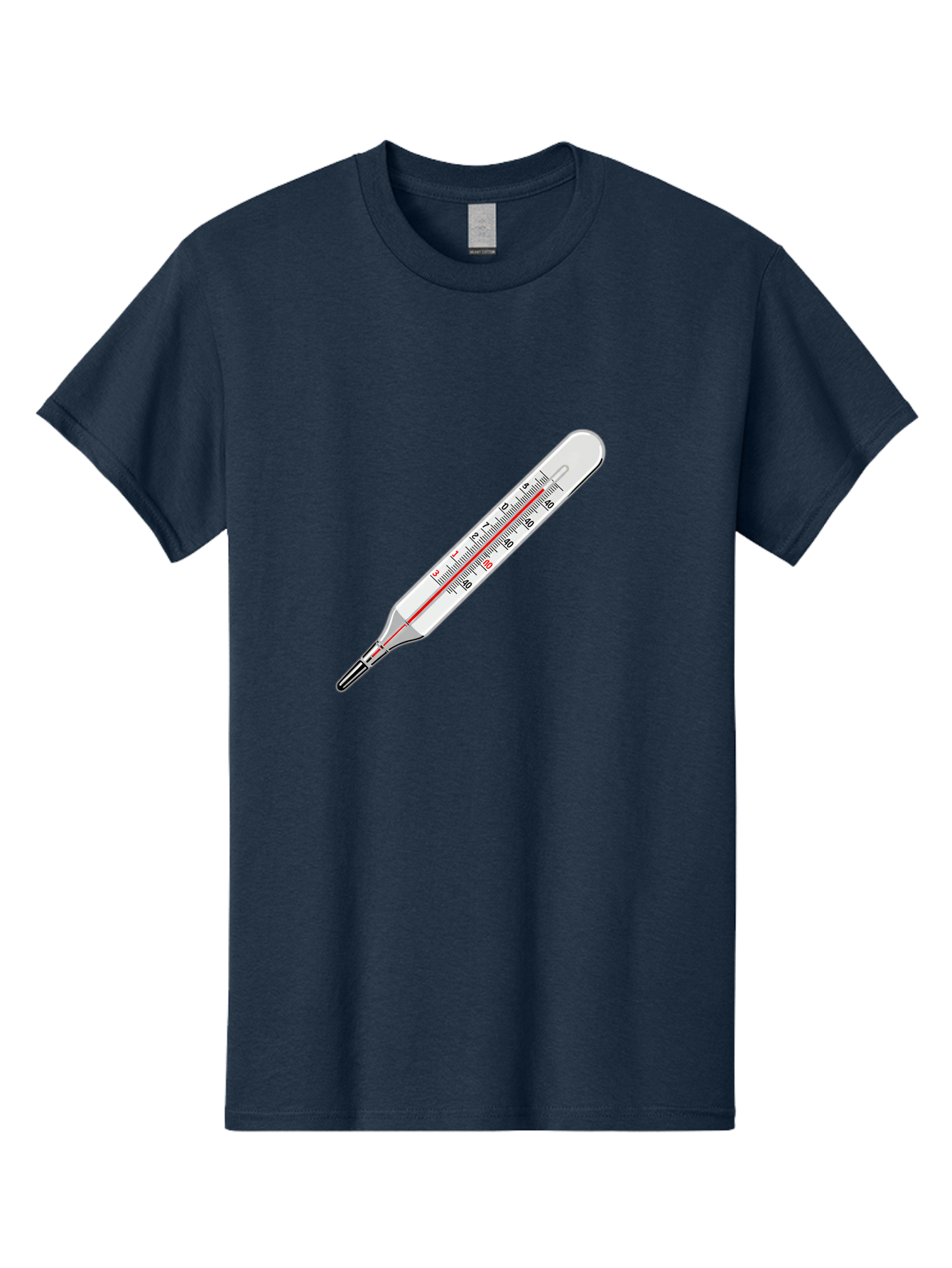 Thermometer-38-6 Men'S Graphic Tee, 100% Cotton, Comfortable Casual Summer Wear, Machine Washable, Medical Thermometer, Temperature Measurement, Health Monitoring, Red Mercury Column, Celsius Scale, 39 Degrees, Medical Equipment, Bab530