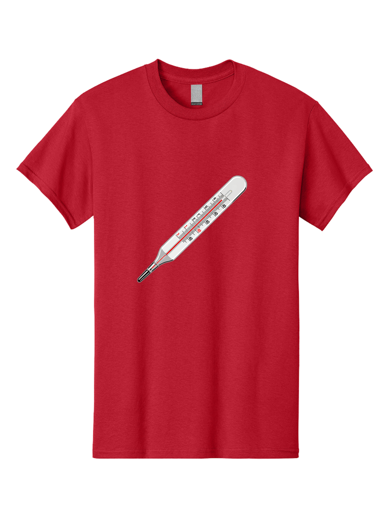 Thermometer-38-6 Men'S Graphic Tee, 100% Cotton, Comfortable Casual Summer Wear, Machine Washable, Medical Thermometer, Temperature Measurement, Health Monitoring, Red Mercury Column, Celsius Scale, 39 Degrees, Medical Equipment, Bab530