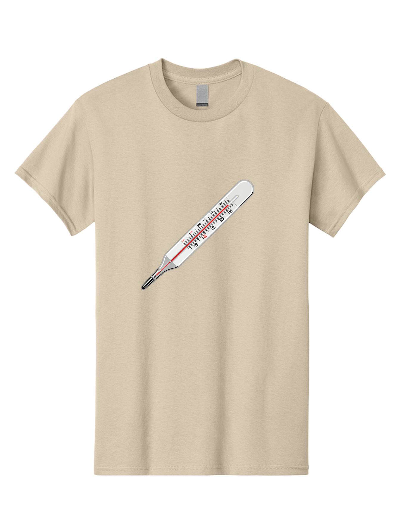 Thermometer-38-6 Men'S Graphic Tee, 100% Cotton, Comfortable Casual Summer Wear, Machine Washable, Medical Thermometer, Temperature Measurement, Health Monitoring, Red Mercury Column, Celsius Scale, 39 Degrees, Medical Equipment, Bab530