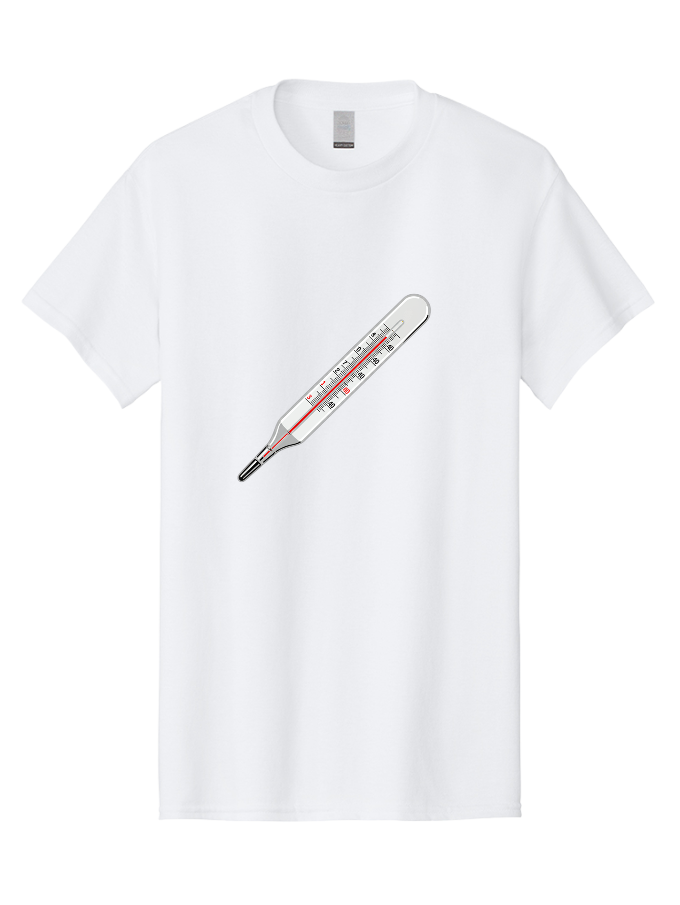 Thermometer-38-6 Men'S Graphic Tee, 100% Cotton, Comfortable Casual Summer Wear, Machine Washable, Medical Thermometer, Temperature Measurement, Health Monitoring, Red Mercury Column, Celsius Scale, 39 Degrees, Medical Equipment, Bab530