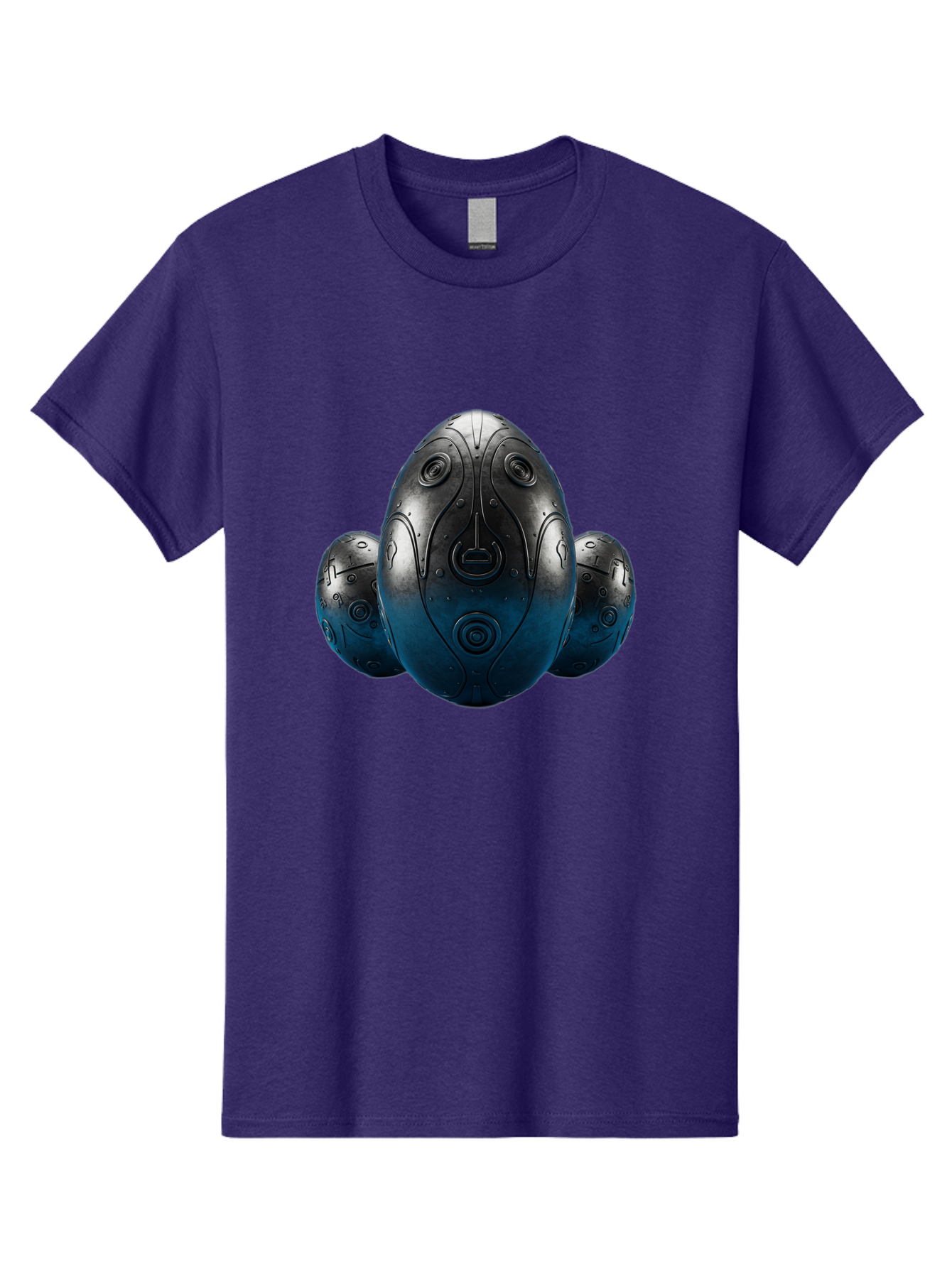 Three-Black-Eggs Men'S Graphic Tee, 100% Cotton, Comfortable Casual Summer Wear, Machine Washable, Futuristic Egg-Shaped Objects, Metallic Surface, Sci-Fi Elements, Egg Designs, Abstract Shapes, Digital Art, Robotic Features Bab531