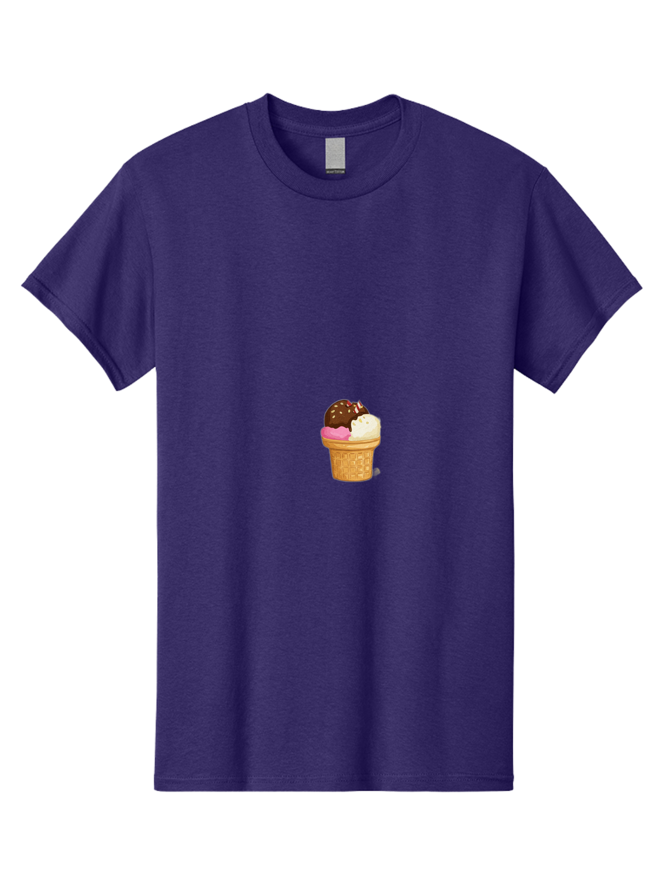 Three-Scoops-Ice-Cream Men'S Graphic Tee, 100% Cotton, Comfortable Casual Summer Wear, Machine Washable, Triple Scoop Ice Cream, Chocolate Ice Cream, Strawberry Ice Cream, Vanilla Ice Cream, Ice Cream Cone, Sweet Treats, Dessert, Bab535