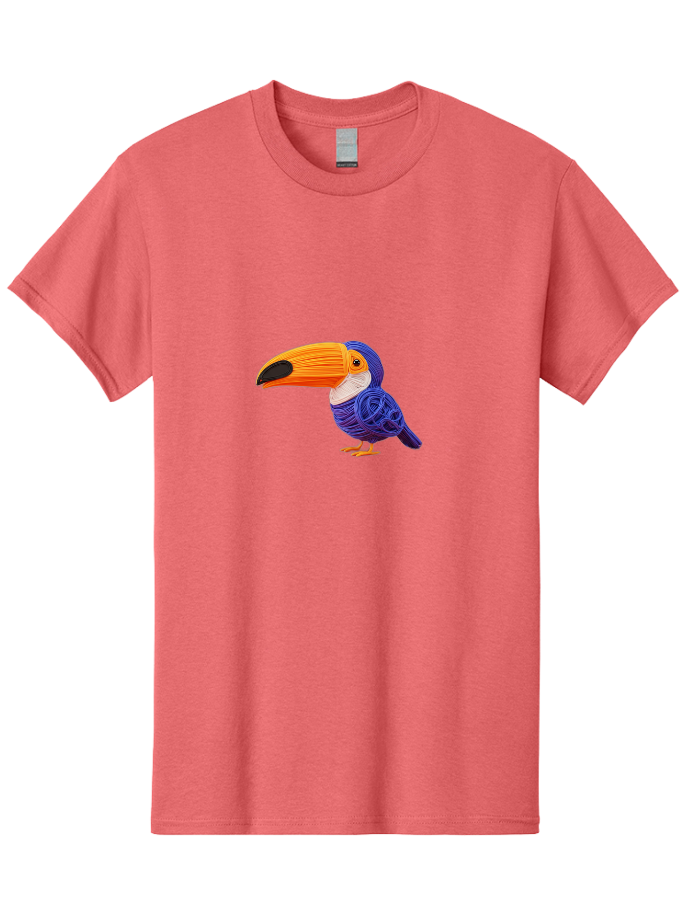 Toucan Men'S Graphic Tee, 100% Cotton, Comfortable Casual Summer Wear, Machine Washable, Toucan Bird, Colorful Illustration, Vibrant Plumage, Large Beak, Tropical Bird, Orange Beak, Blue Feathers, Yellow Feet, Digital Art, Creative Design Bab541