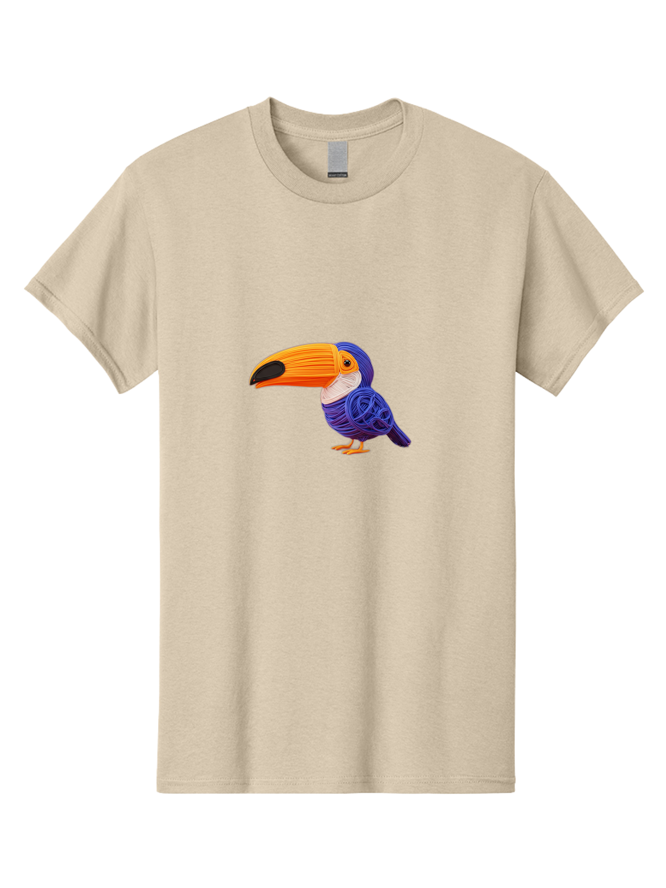 Toucan Men'S Graphic Tee, 100% Cotton, Comfortable Casual Summer Wear, Machine Washable, Toucan Bird, Colorful Illustration, Vibrant Plumage, Large Beak, Tropical Bird, Orange Beak, Blue Feathers, Yellow Feet, Digital Art, Creative Design Bab541