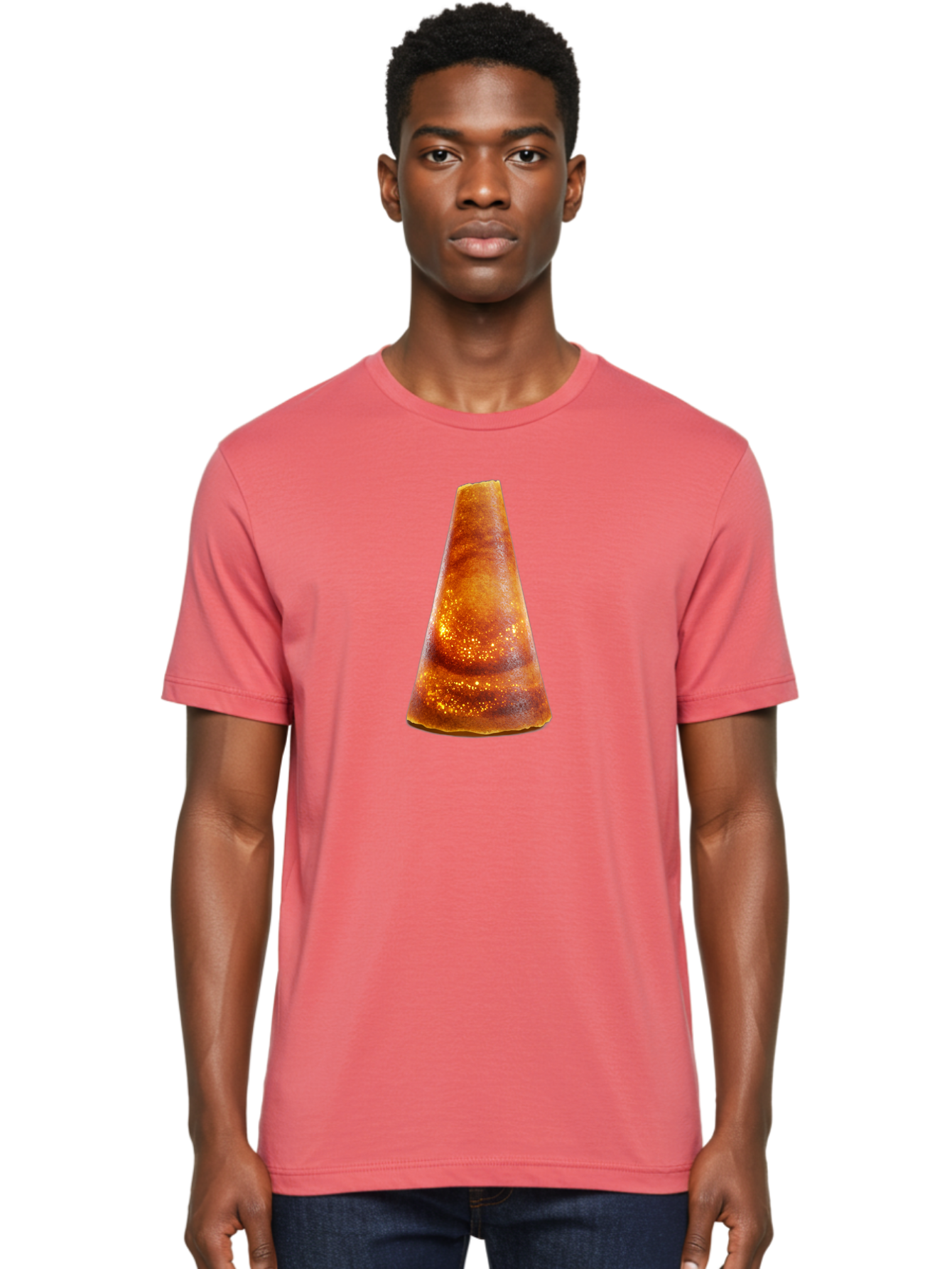Traffic-Cone Men'S Graphic Tee, 100% Cotton, Comfortable Casual Summer Wear, Machine Washable, Cone-Shaped Object, Brown Color, Smooth Surface, Reflective Spots, Abstract Shape, Modern Design, Unique Texture, Geometric Form Bab542