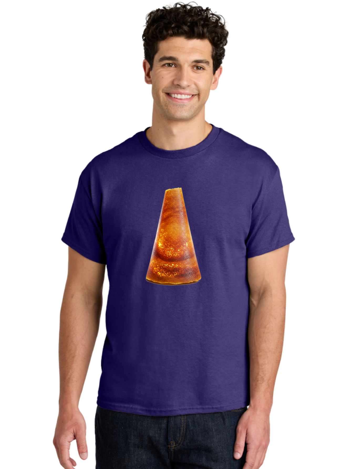 Traffic-Cone Men'S Graphic Tee, 100% Cotton, Comfortable Casual Summer Wear, Machine Washable, Cone-Shaped Object, Brown Color, Smooth Surface, Reflective Spots, Abstract Shape, Modern Design, Unique Texture, Geometric Form Bab542