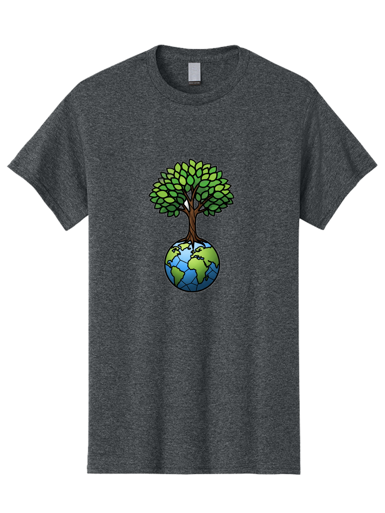 Tree-Growing-On-Globe Men'S Graphic Tee, 100% Cotton, Comfortable Casual Summer Wear, Machine Washable, Tree Growing From The Earth, Eco-Friendly Symbol, Environmental Conservation, Sustainable Living, Global Unity, Nature Preservation, Bab545