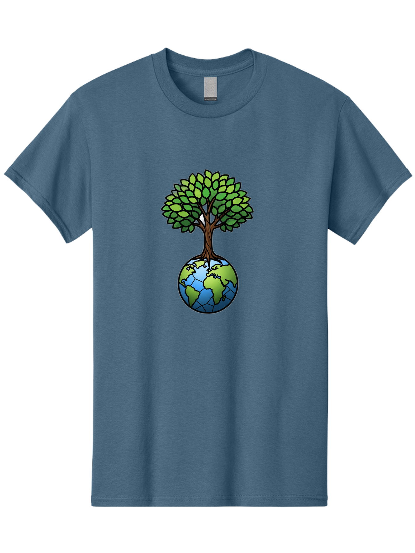 Tree-Growing-On-Globe Men'S Graphic Tee, 100% Cotton, Comfortable Casual Summer Wear, Machine Washable, Tree Growing From The Earth, Eco-Friendly Symbol, Environmental Conservation, Sustainable Living, Global Unity, Nature Preservation, Bab545
