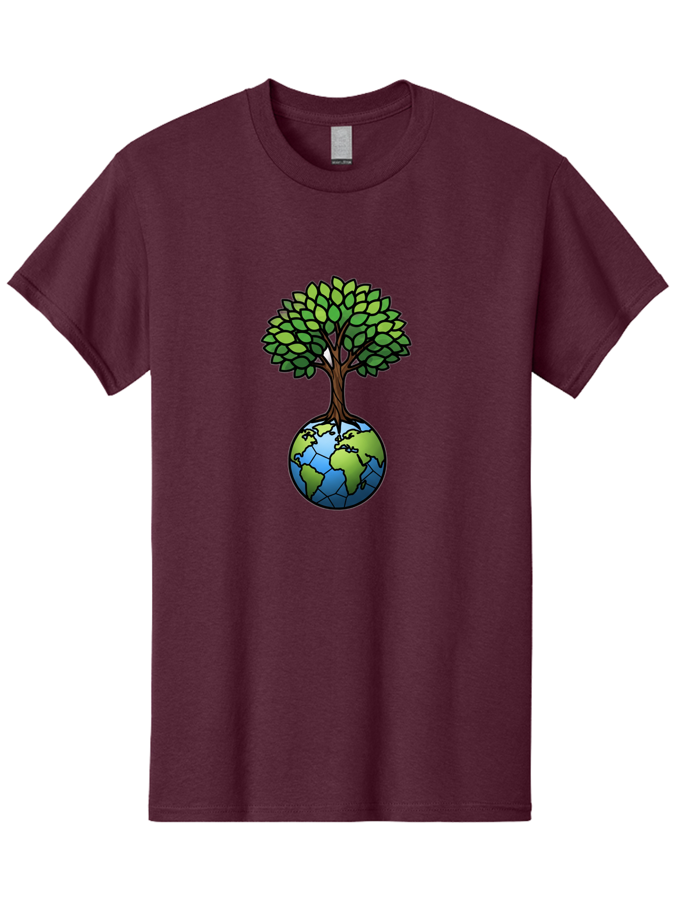 Tree-Growing-On-Globe Men'S Graphic Tee, 100% Cotton, Comfortable Casual Summer Wear, Machine Washable, Tree Growing From The Earth, Eco-Friendly Symbol, Environmental Conservation, Sustainable Living, Global Unity, Nature Preservation, Bab545