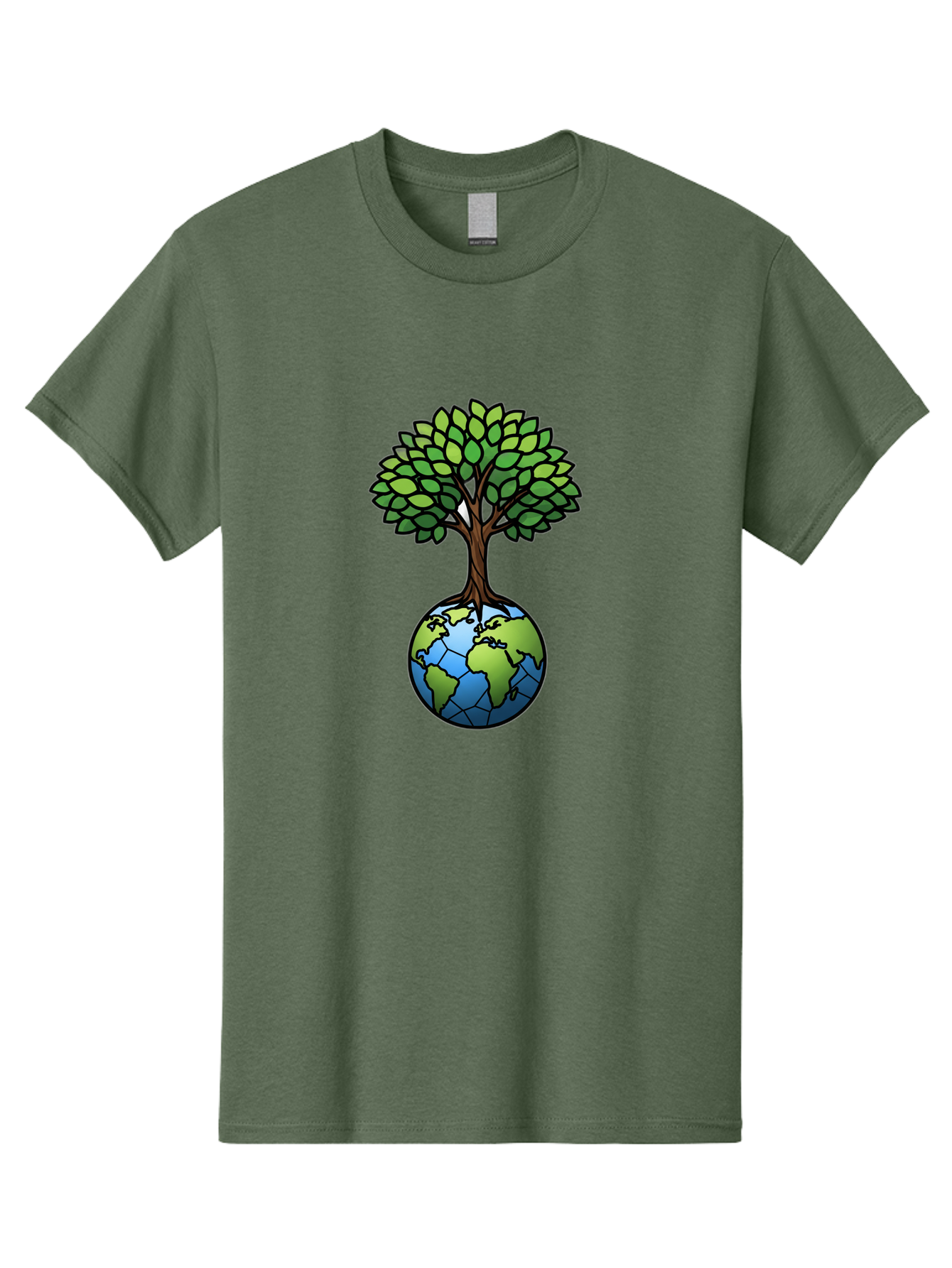 Tree-Growing-On-Globe Men'S Graphic Tee, 100% Cotton, Comfortable Casual Summer Wear, Machine Washable, Tree Growing From The Earth, Eco-Friendly Symbol, Environmental Conservation, Sustainable Living, Global Unity, Nature Preservation, Bab545