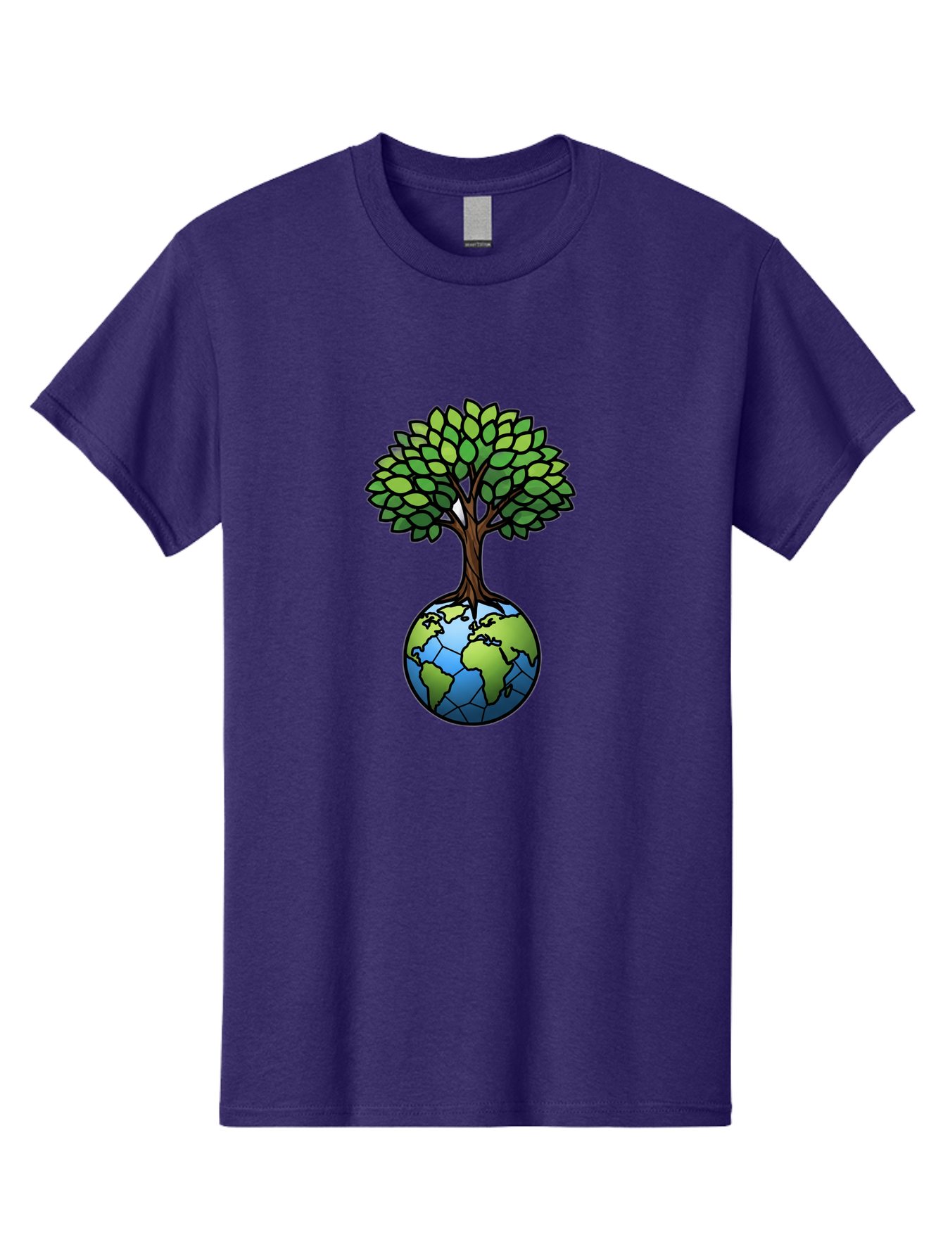 Tree-Growing-On-Globe Men'S Graphic Tee, 100% Cotton, Comfortable Casual Summer Wear, Machine Washable, Tree Growing From The Earth, Eco-Friendly Symbol, Environmental Conservation, Sustainable Living, Global Unity, Nature Preservation, Bab545
