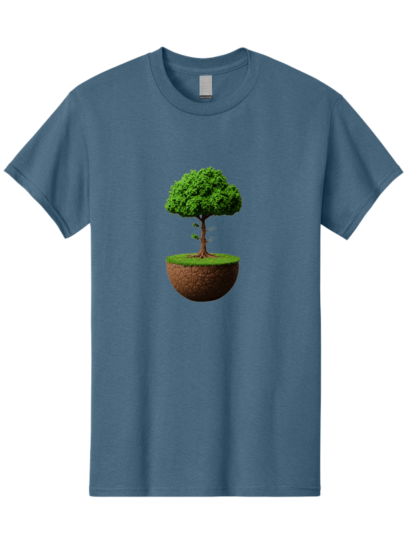Tree-On-Soil Men'S Graphic Tee, 100% Cotton, Comfortable Casual Summer Wear, Machine Washable, Tree On A Mound Of Soil, Cracked Earth, Lush Foliage, Earthy Tones, 3D Rendering, Digital Art, Environmental Theme, Natural Scenery, Bab549