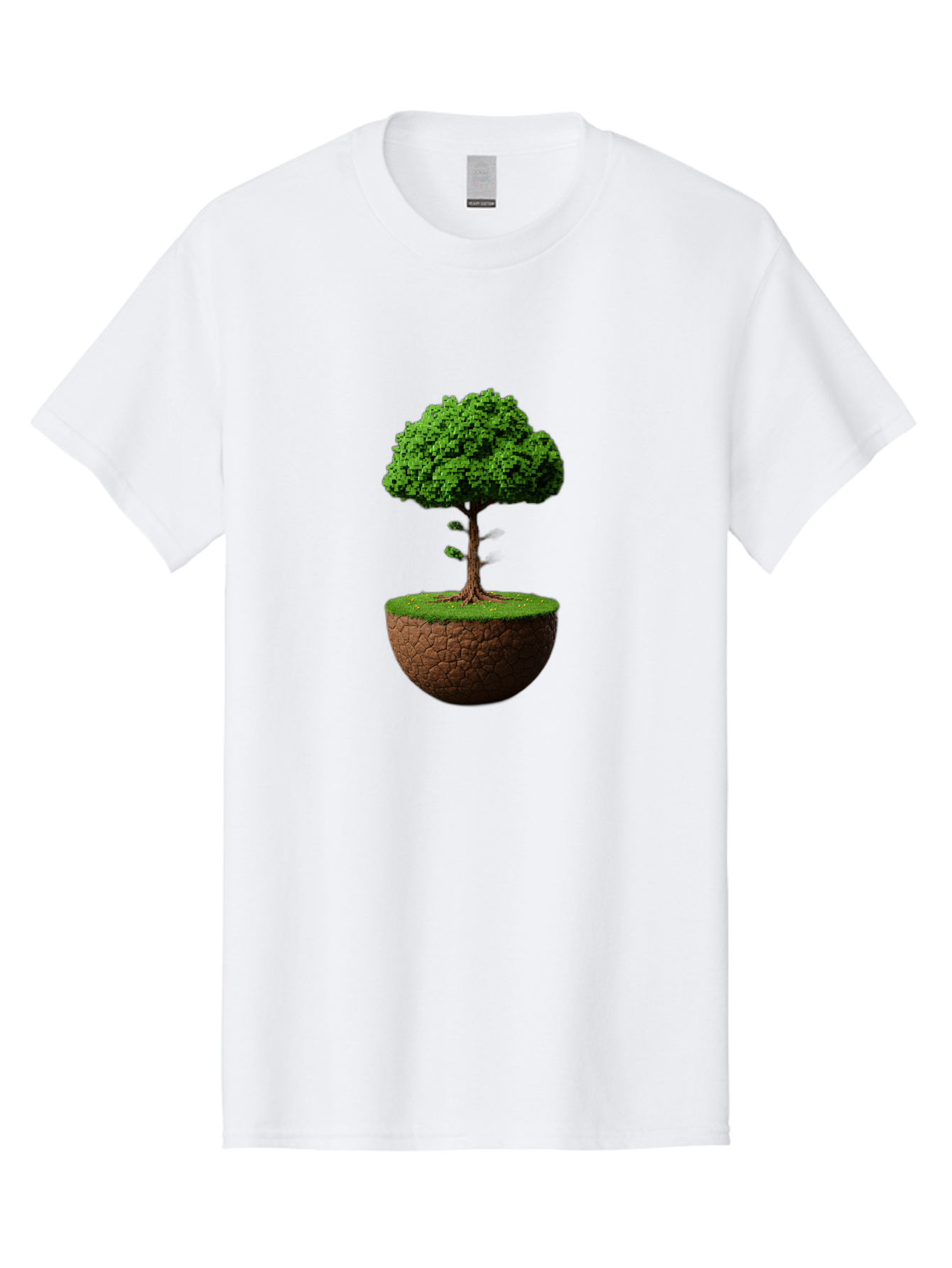 Tree-On-Soil Men'S Graphic Tee, 100% Cotton, Comfortable Casual Summer Wear, Machine Washable, Tree On A Mound Of Soil, Cracked Earth, Lush Foliage, Earthy Tones, 3D Rendering, Digital Art, Environmental Theme, Natural Scenery, Bab549