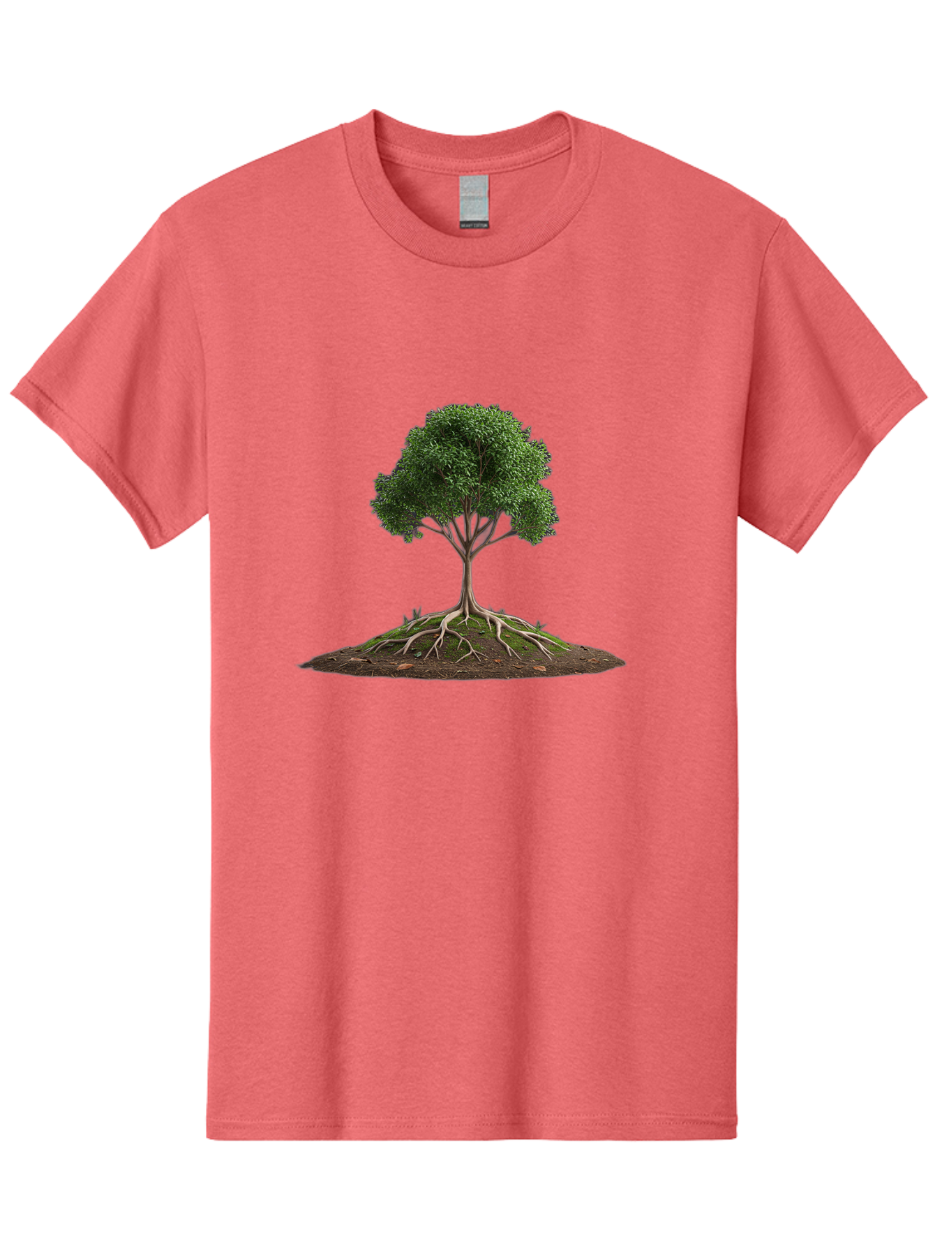 Tree-With-Exposed-Roots Men'S Graphic Tee, 100% Cotton, Comfortable Casual Summer Wear, Machine Washable, Tree With Exposed Roots, Green Leaves, Earthy Tones, Natural Scenery, Outdoor Landscape, Growth, Foliage, Branches, Trunk, Sprouts Bab550