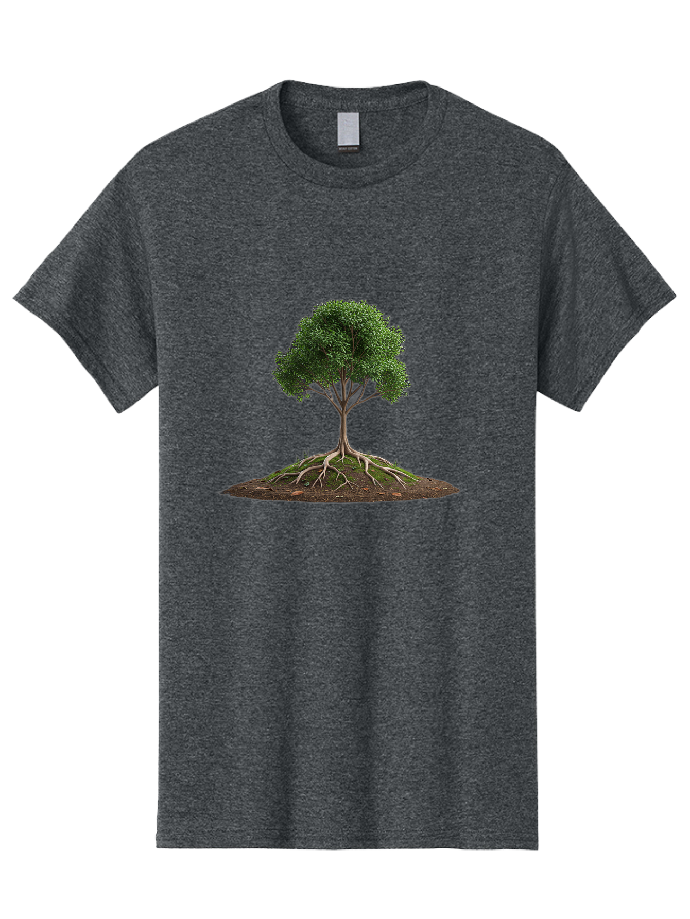 Tree-With-Exposed-Roots Men'S Graphic Tee, 100% Cotton, Comfortable Casual Summer Wear, Machine Washable, Tree With Exposed Roots, Green Leaves, Earthy Tones, Natural Scenery, Outdoor Landscape, Growth, Foliage, Branches, Trunk, Sprouts Bab550