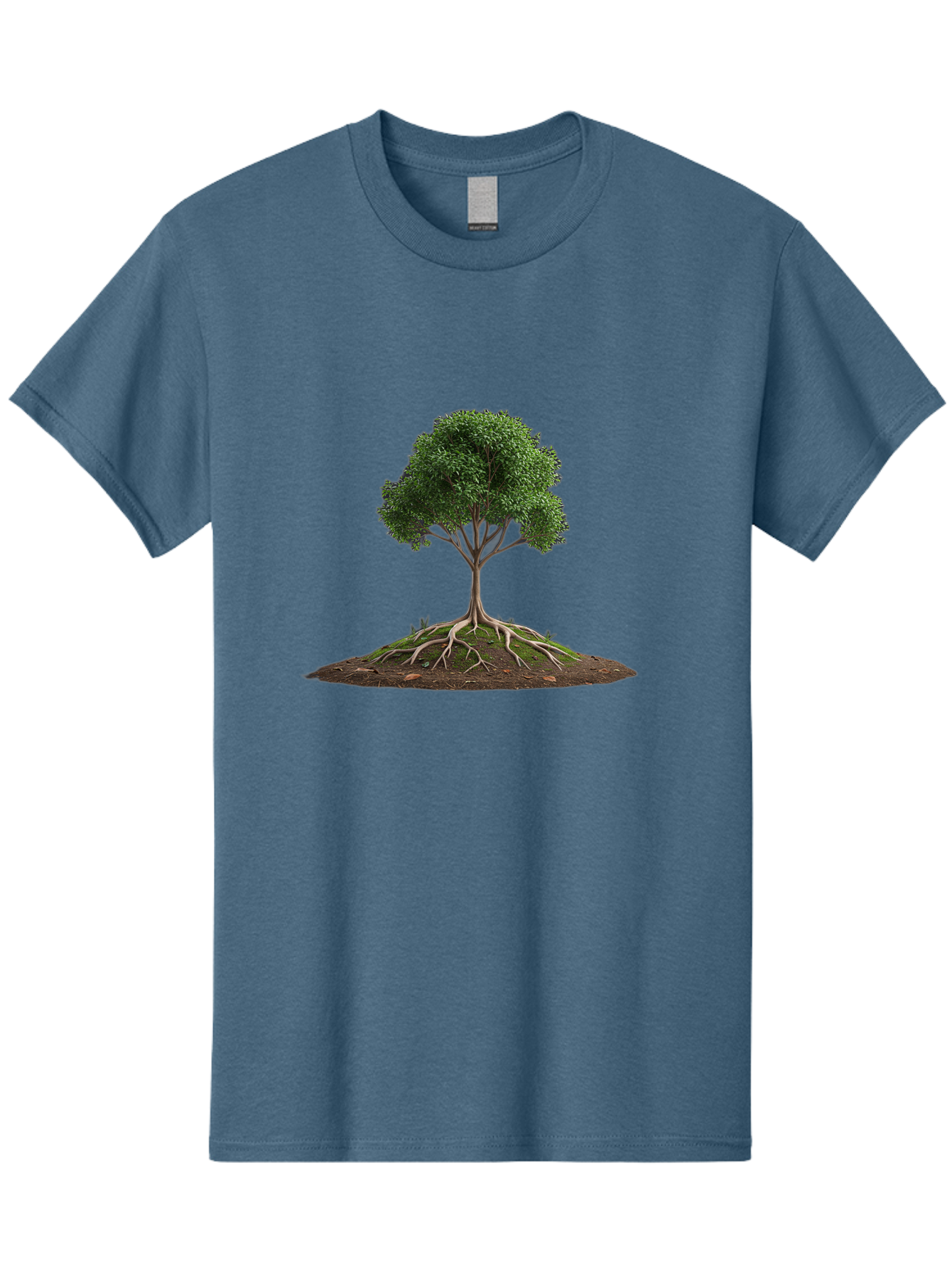 Tree-With-Exposed-Roots Men'S Graphic Tee, 100% Cotton, Comfortable Casual Summer Wear, Machine Washable, Tree With Exposed Roots, Green Leaves, Earthy Tones, Natural Scenery, Outdoor Landscape, Growth, Foliage, Branches, Trunk, Sprouts Bab550