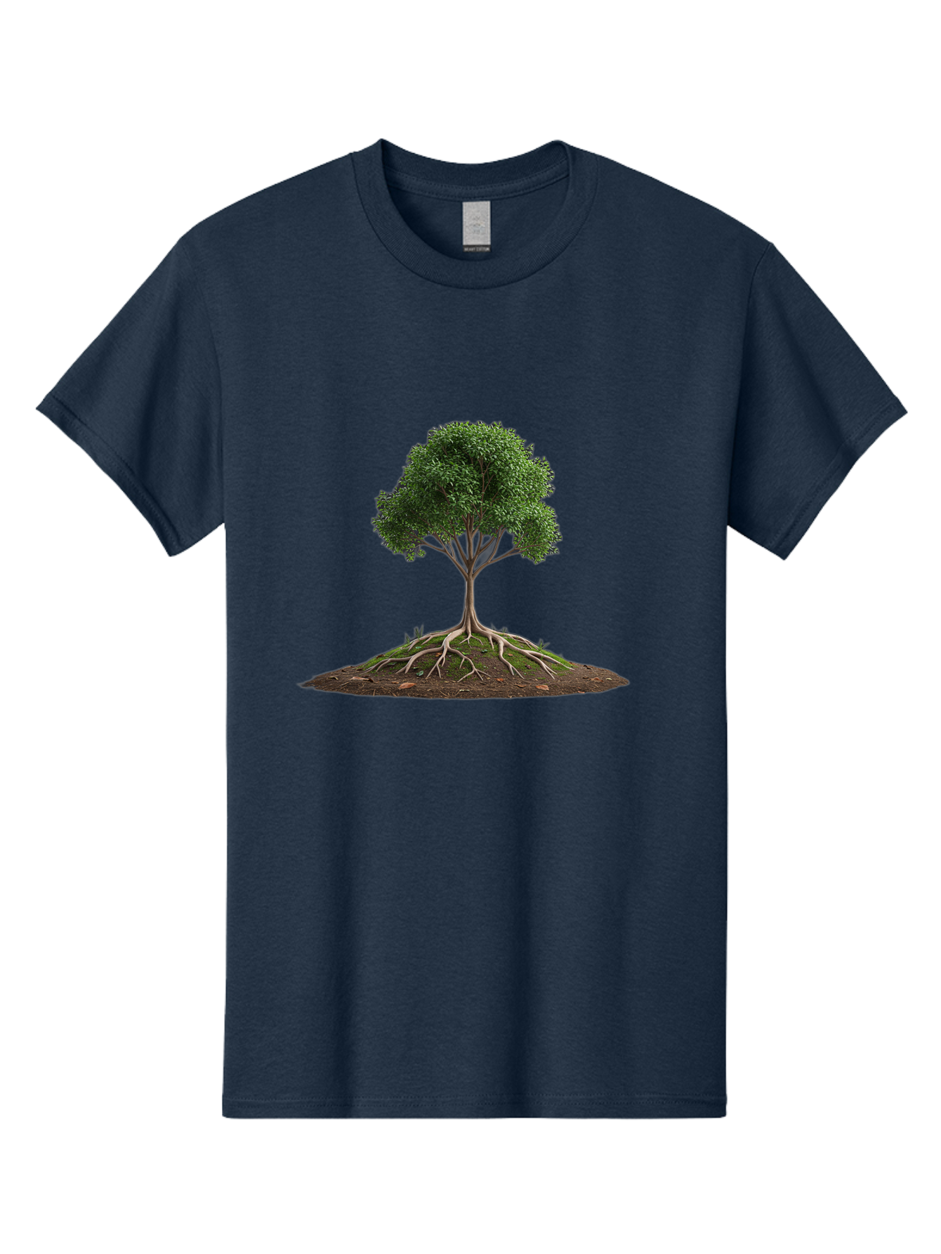 Tree-With-Exposed-Roots Men'S Graphic Tee, 100% Cotton, Comfortable Casual Summer Wear, Machine Washable, Tree With Exposed Roots, Green Leaves, Earthy Tones, Natural Scenery, Outdoor Landscape, Growth, Foliage, Branches, Trunk, Sprouts Bab550