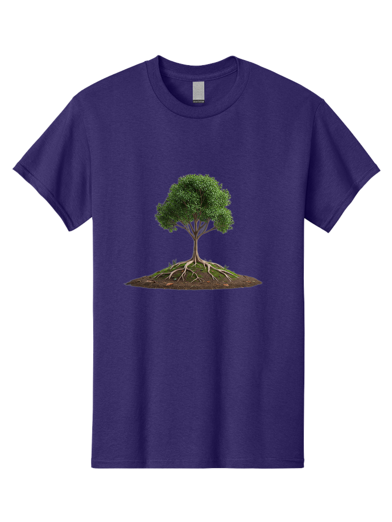 Tree-With-Exposed-Roots Men'S Graphic Tee, 100% Cotton, Comfortable Casual Summer Wear, Machine Washable, Tree With Exposed Roots, Green Leaves, Earthy Tones, Natural Scenery, Outdoor Landscape, Growth, Foliage, Branches, Trunk, Sprouts Bab550