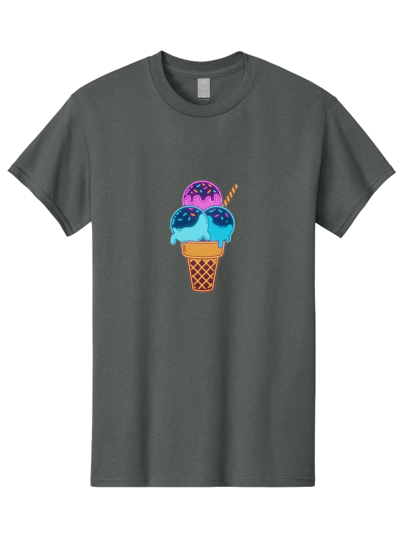 Triple-Scoop-Ice-Cream Men'S Graphic Tee, 100% Cotton, Comfortable Casual Summer Wear, Machine Washable, Ice Cream Cone, Three Scoops, Colorful Treats, Sweet Dessert, Sprinkles, Waffle Cone, Summer Fun, Creamy Texture, Vibrant Colors, Bab557