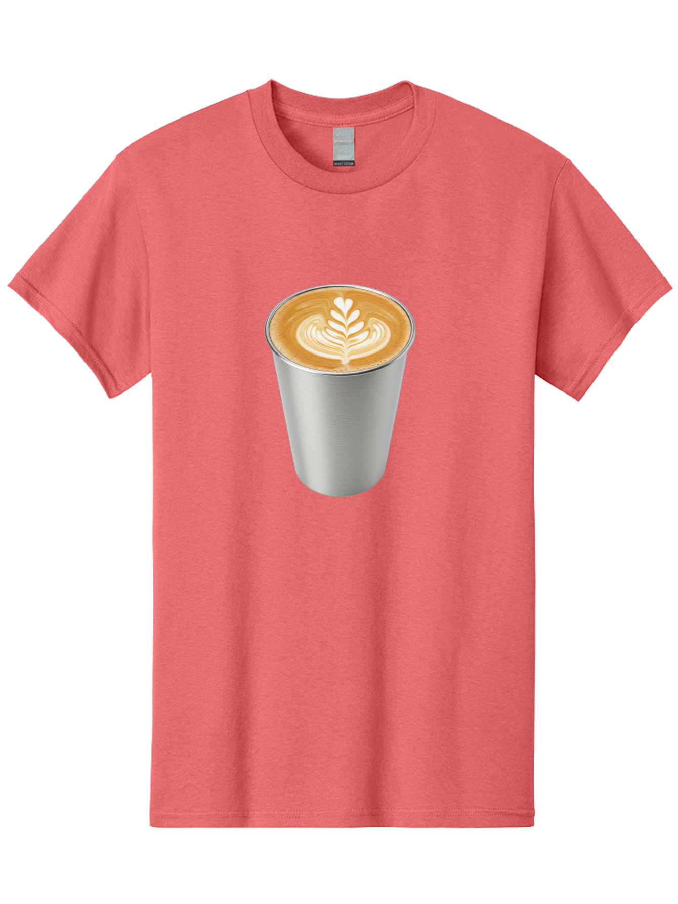 Tulip-Latte Men'S Graphic Tee, 100% Cotton, Comfortable Casual Summer Wear, Machine Washable, Coffee In A Cup, Latte Art, Heart Leaf Design, Silver Cup, Coffee Drink, Coffee Culture, Espresso, Creamy Foam, Morning Coffee, Caffeine Boost Bab558