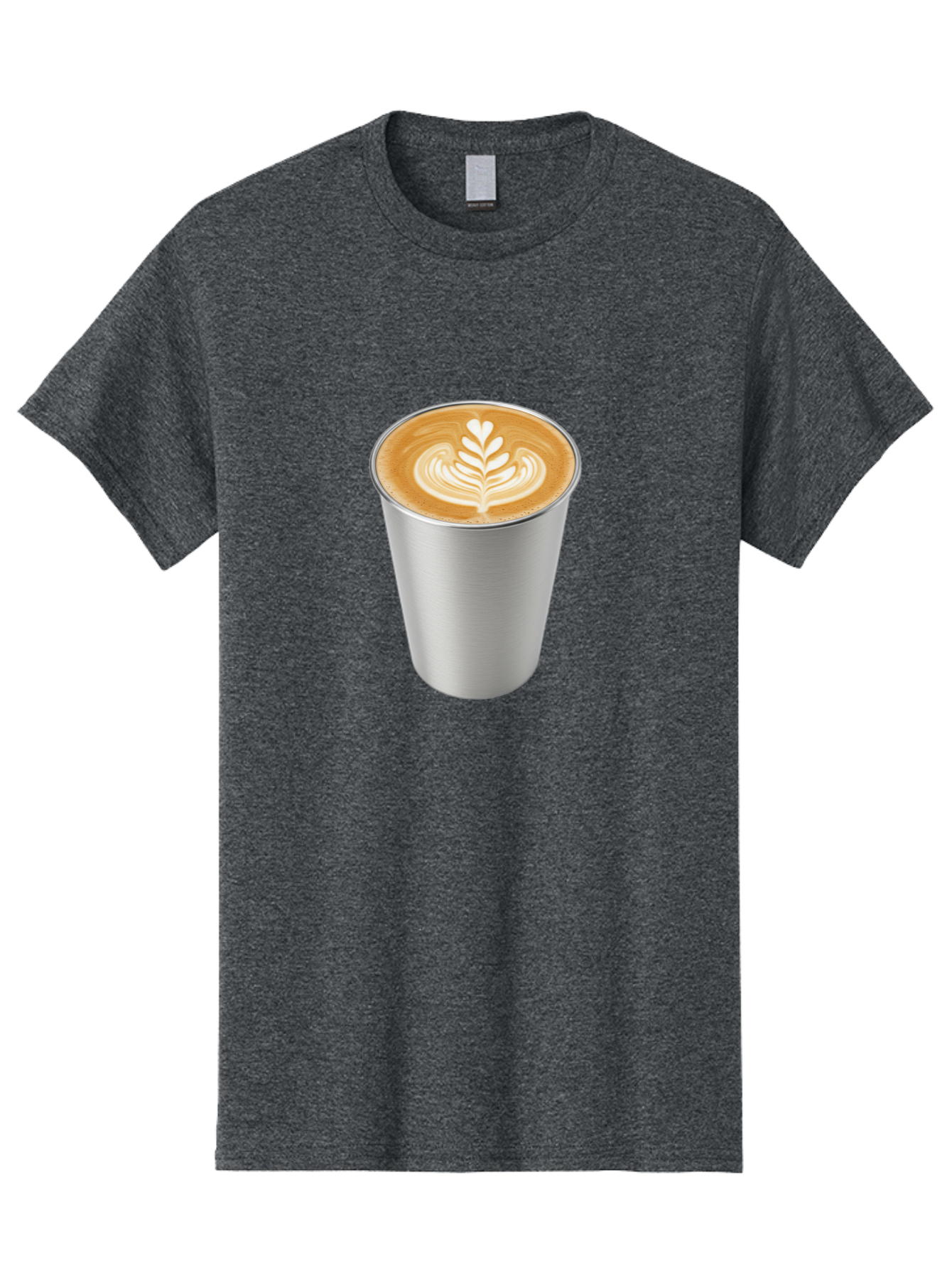 Tulip-Latte Men'S Graphic Tee, 100% Cotton, Comfortable Casual Summer Wear, Machine Washable, Coffee In A Cup, Latte Art, Heart Leaf Design, Silver Cup, Coffee Drink, Coffee Culture, Espresso, Creamy Foam, Morning Coffee, Caffeine Boost Bab558