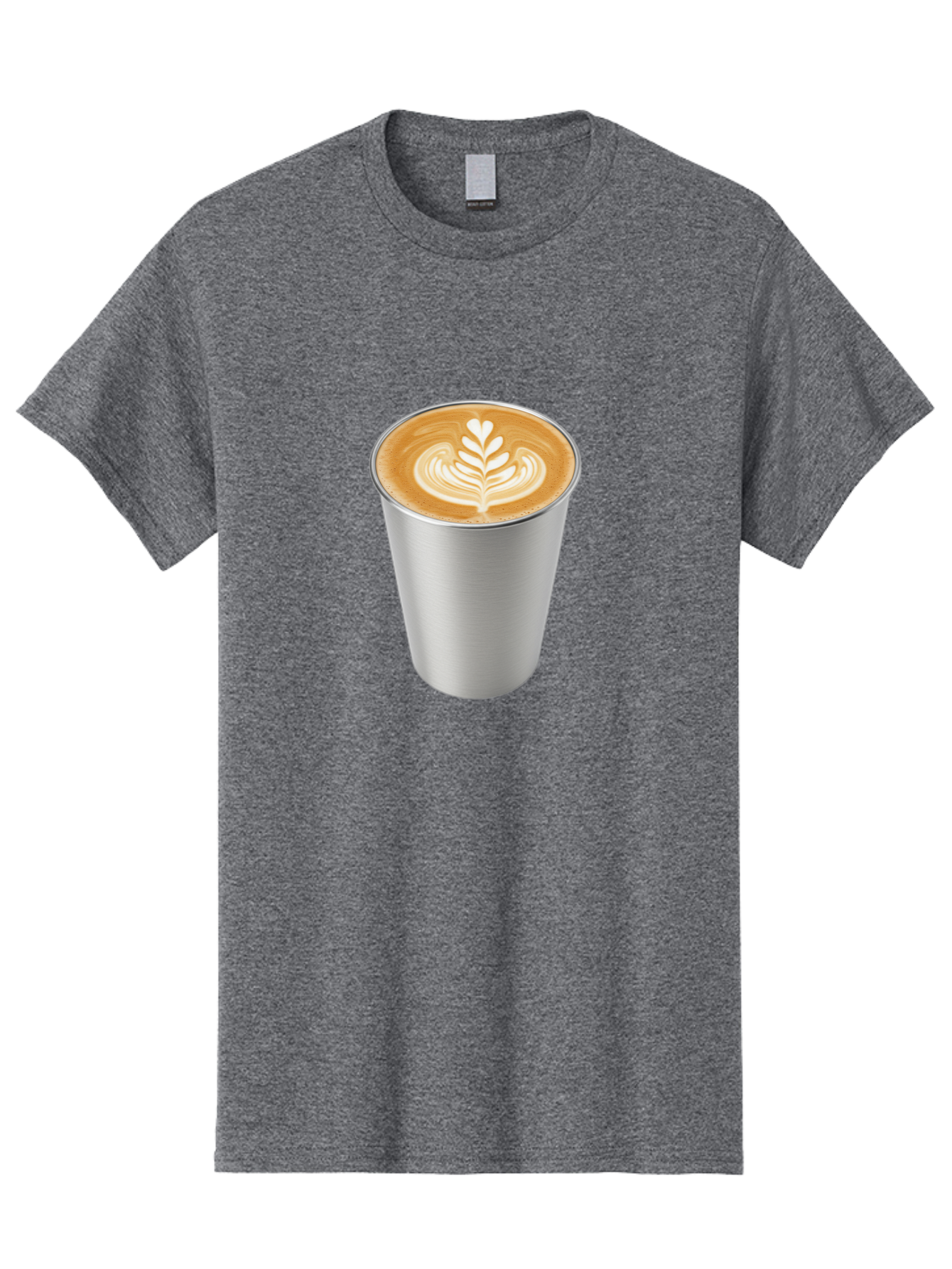 Tulip-Latte Men'S Graphic Tee, 100% Cotton, Comfortable Casual Summer Wear, Machine Washable, Coffee In A Cup, Latte Art, Heart Leaf Design, Silver Cup, Coffee Drink, Coffee Culture, Espresso, Creamy Foam, Morning Coffee, Caffeine Boost Bab558
