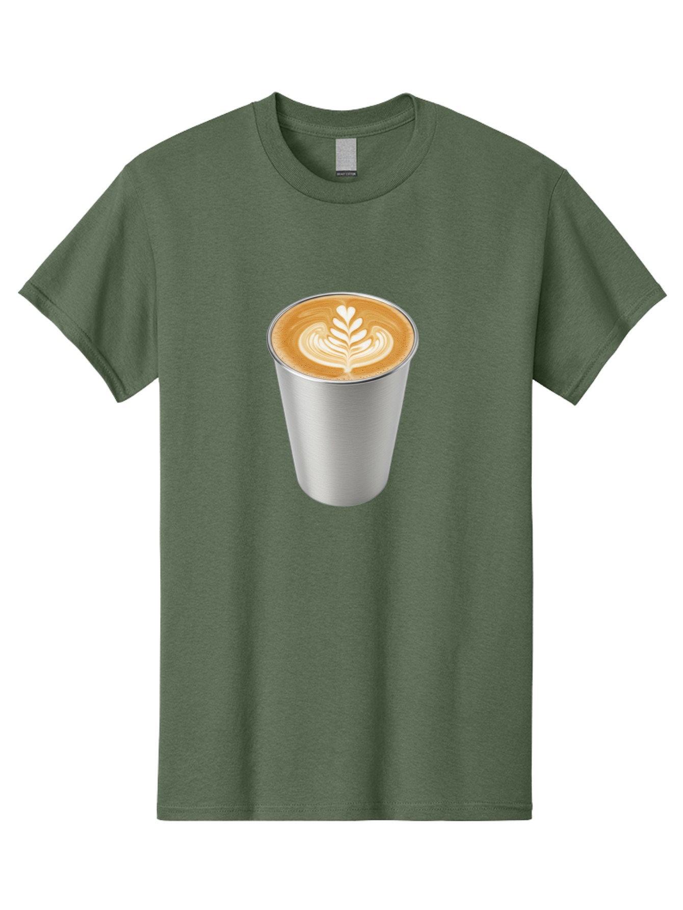 Tulip-Latte Men'S Graphic Tee, 100% Cotton, Comfortable Casual Summer Wear, Machine Washable, Coffee In A Cup, Latte Art, Heart Leaf Design, Silver Cup, Coffee Drink, Coffee Culture, Espresso, Creamy Foam, Morning Coffee, Caffeine Boost Bab558