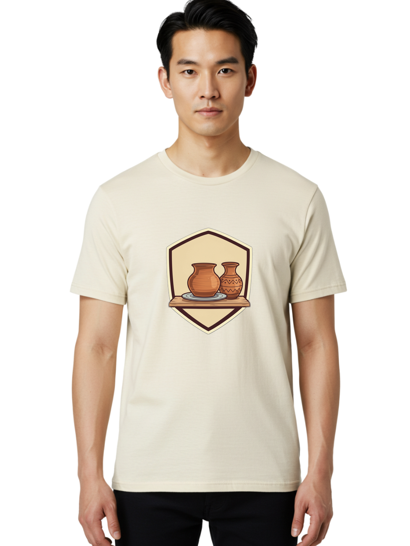 Two-Clay-Pots Men'S Graphic Tee, 100% Cotton, Comfortable Casual Summer Wear, Machine Washable, Clay Pots, Terracotta, Pottery, Decorative Vases, Traditional Crafts, Handcrafted Ceramics, Vintage Decor Bab561