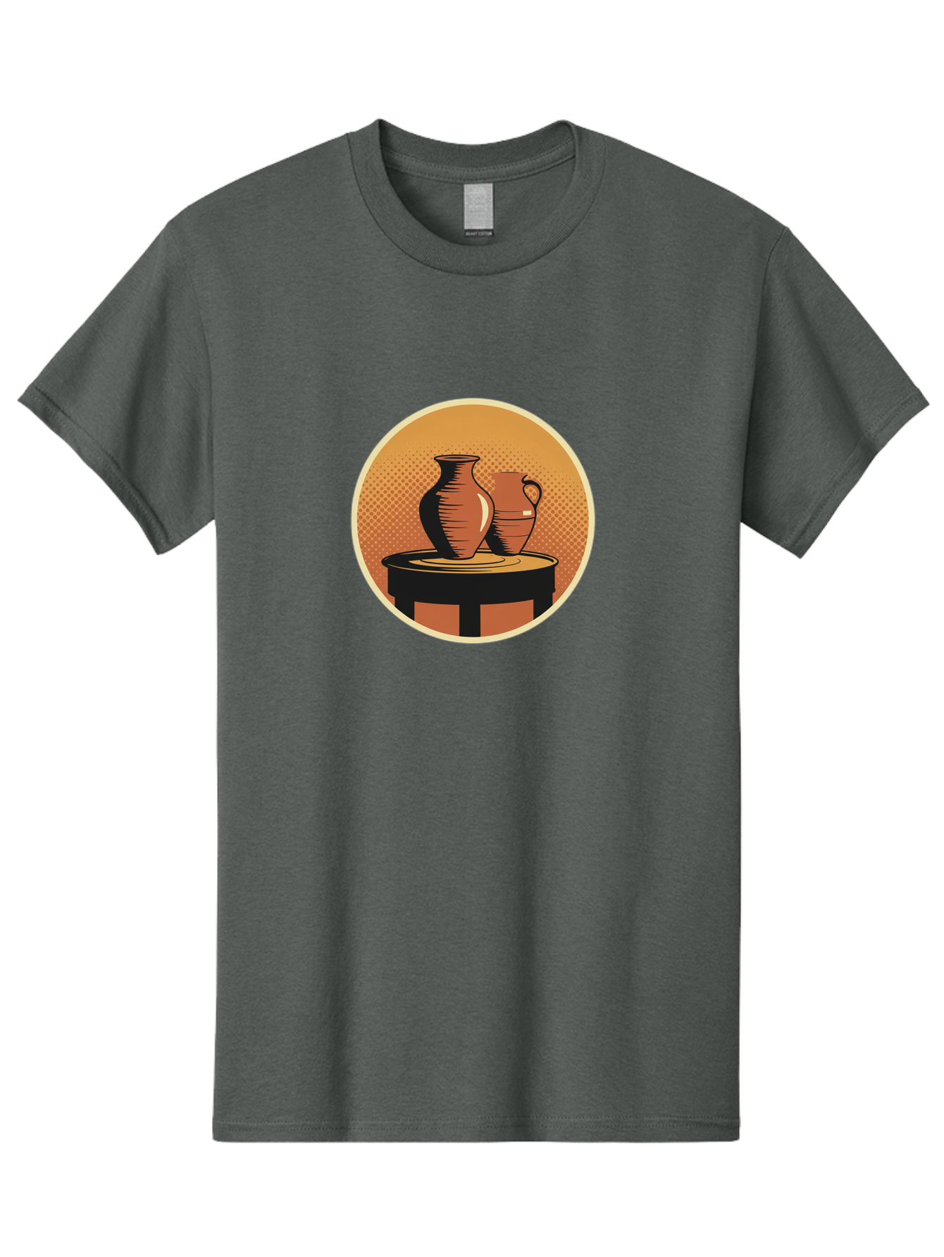 Two-Vases-On-Table Men'S Graphic Tee, 100% Cotton, Comfortable Casual Summer Wear, Machine Washable, Vintage Clay Jugs, Pottery, Ceramic Vases, Traditional Craftsmanship, Warm, Earthy Tones, Rustic, Textured Background, Antique, Classic Decor Bab564