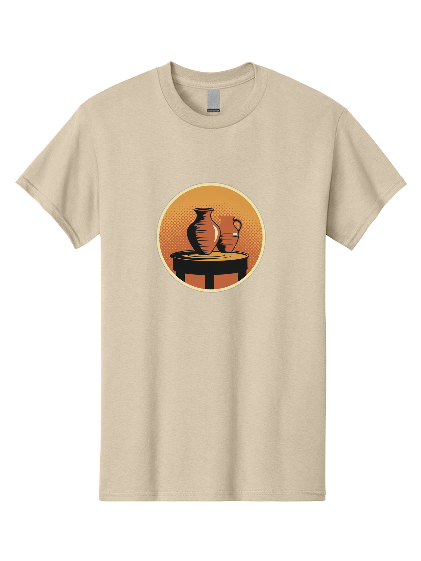 Two-Vases-On-Table Men'S Graphic Tee, 100% Cotton, Comfortable Casual Summer Wear, Machine Washable, Vintage Clay Jugs, Pottery, Ceramic Vases, Traditional Craftsmanship, Warm, Earthy Tones, Rustic, Textured Background, Antique, Classic Decor Bab564
