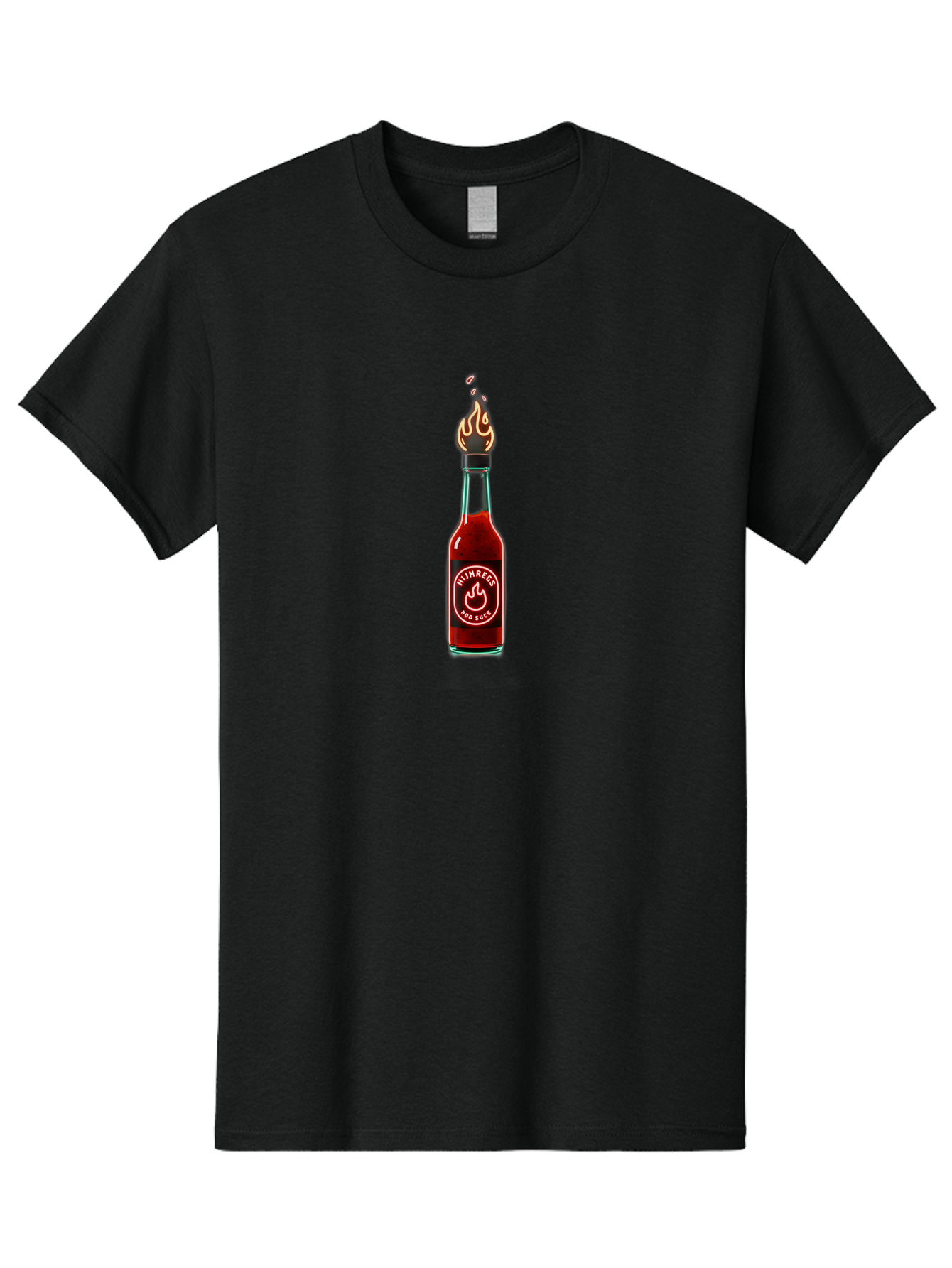 Unimred-Hot-Sauce Men'S Graphic Tee, 100% Cotton, Comfortable Casual Summer Wear, Machine Washable, Hot Sauce Bottle, Spicy Condiment, Ntimred Label, Burning Flame, Fiery Passion, Bold Flavor, Chili Pepper Sauce, Condiment Bottle Bab565