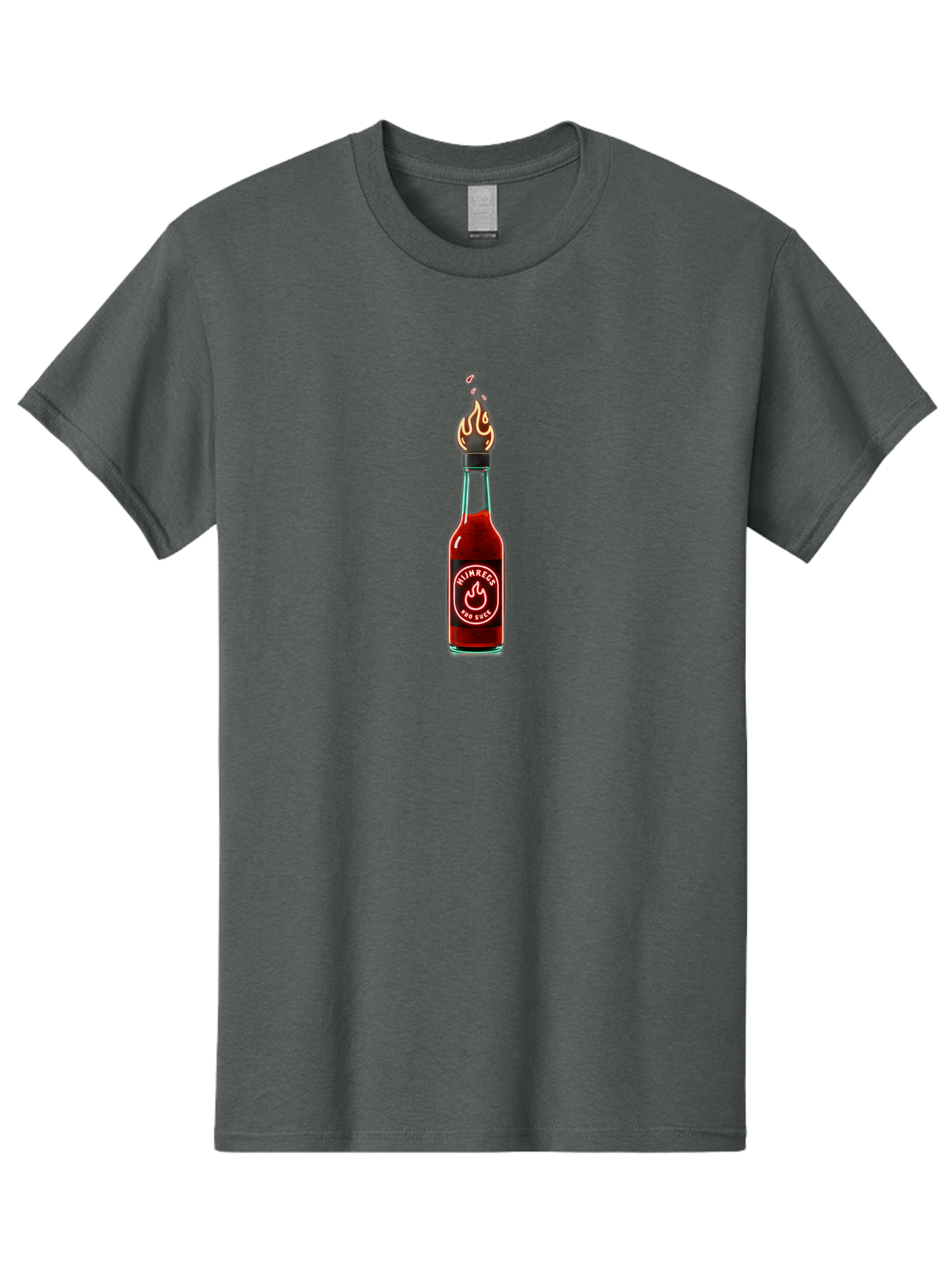 Unimred-Hot-Sauce Men'S Graphic Tee, 100% Cotton, Comfortable Casual Summer Wear, Machine Washable, Hot Sauce Bottle, Spicy Condiment, Ntimred Label, Burning Flame, Fiery Passion, Bold Flavor, Chili Pepper Sauce, Condiment Bottle Bab565