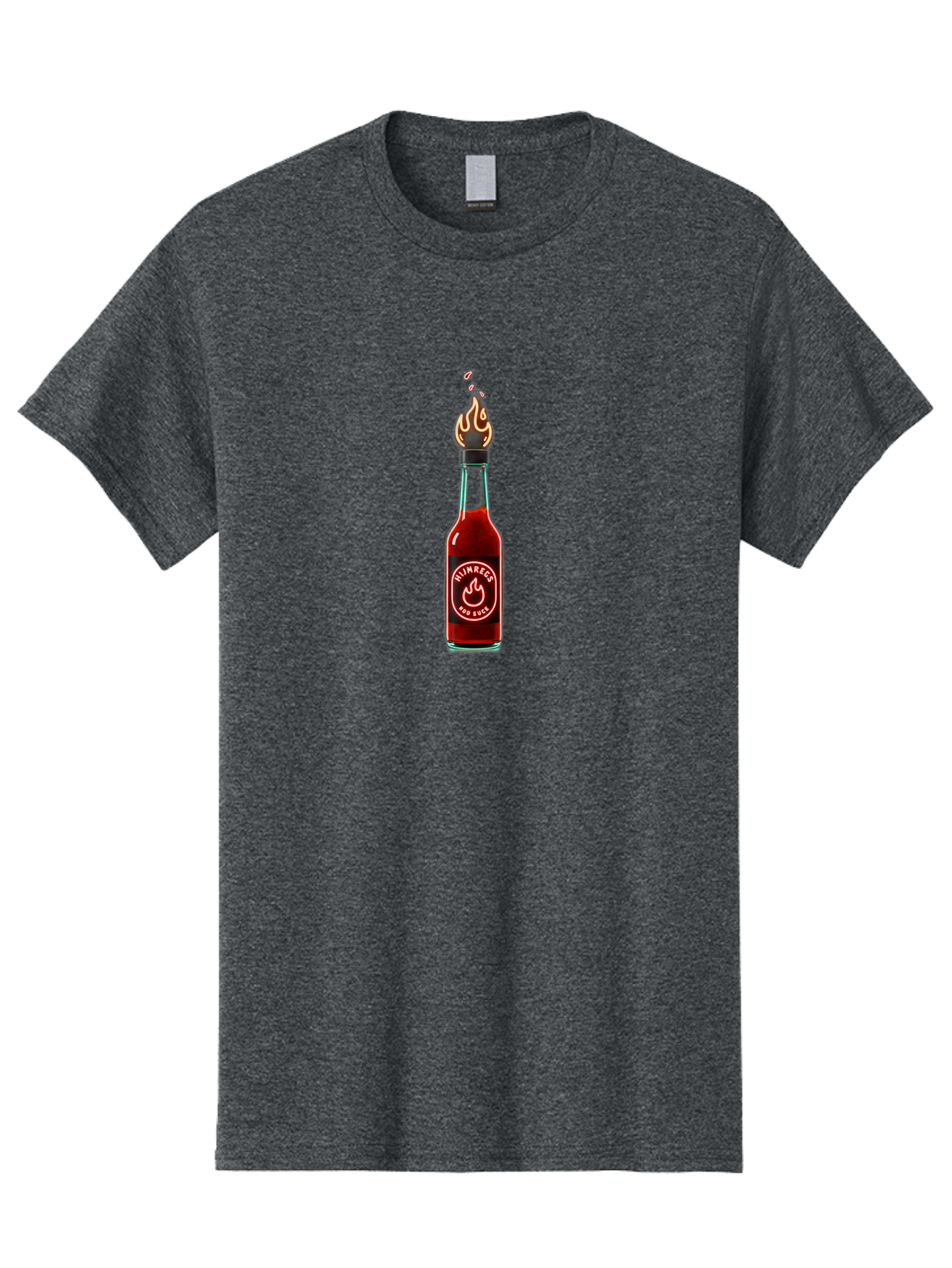 Unimred-Hot-Sauce Men'S Graphic Tee, 100% Cotton, Comfortable Casual Summer Wear, Machine Washable, Hot Sauce Bottle, Spicy Condiment, Ntimred Label, Burning Flame, Fiery Passion, Bold Flavor, Chili Pepper Sauce, Condiment Bottle Bab565