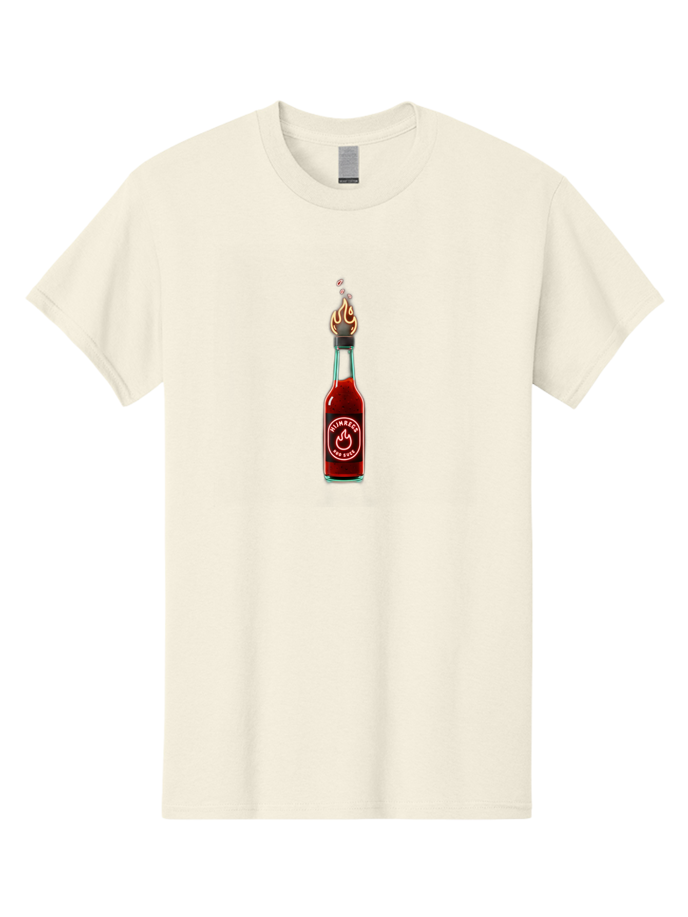 Unimred-Hot-Sauce Men'S Graphic Tee, 100% Cotton, Comfortable Casual Summer Wear, Machine Washable, Hot Sauce Bottle, Spicy Condiment, Ntimred Label, Burning Flame, Fiery Passion, Bold Flavor, Chili Pepper Sauce, Condiment Bottle Bab565