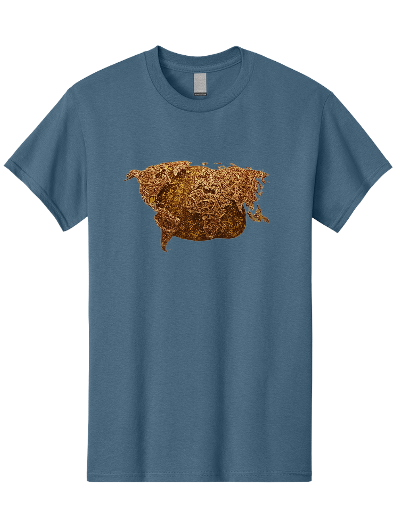 United-States-Map Men'S Graphic Tee, 100% Cotton, Comfortable Casual Summer Wear, Machine Washable, Abstract Map, Usa, Intricate Lines, Earthy Tones, Complex Patterns, Artistic Representation, Geographic Illustration, Detailed Artwork, Bab566