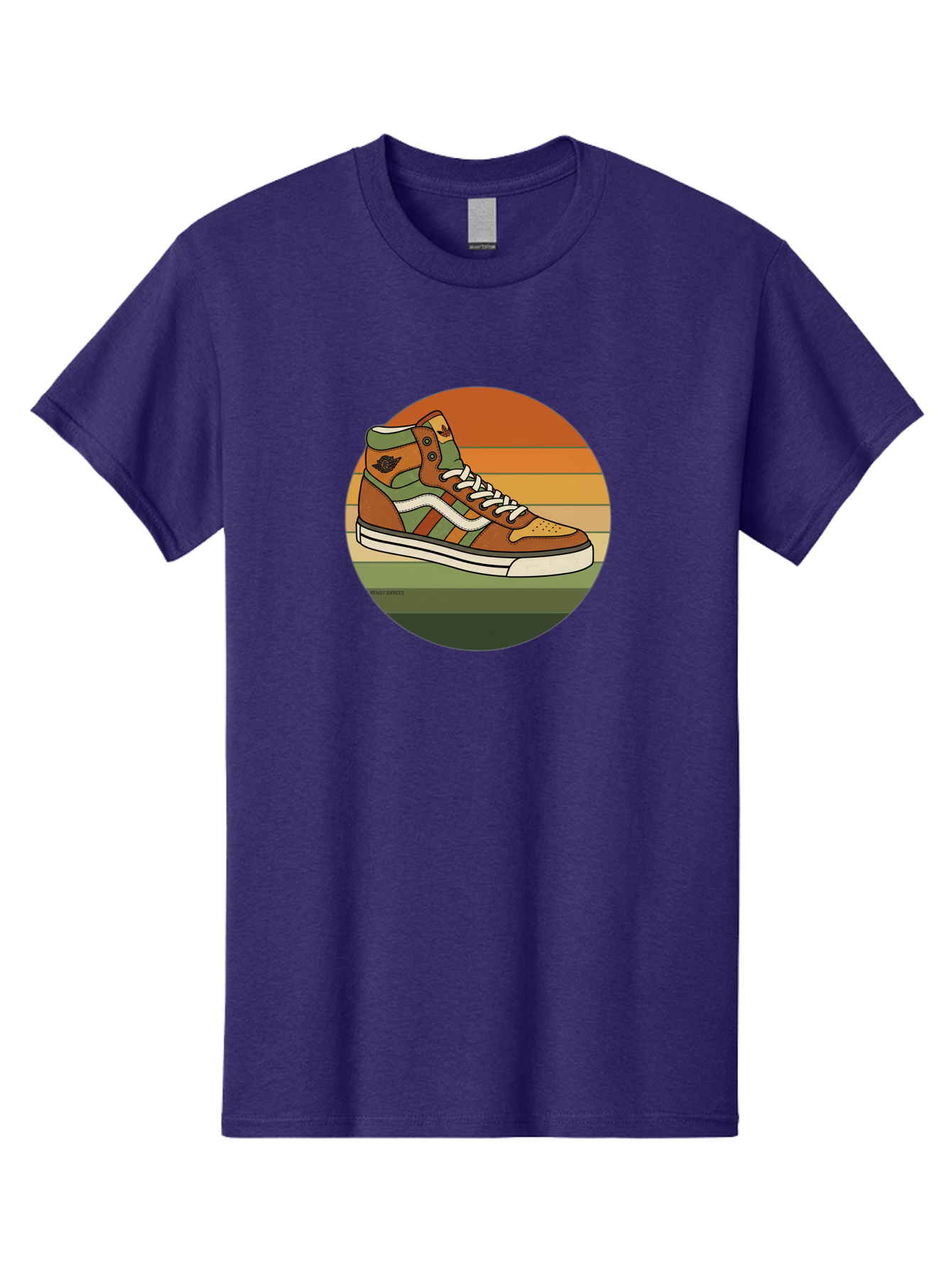 Vans-Shoes Men'S Graphic Tee, 100% Cotton, Comfortable Casual Summer Wear, Machine Washable, Vans Sneaker, Streetwear Fashion, Casual Footwear, Skateboarding Shoes, Green And Brown Color Scheme, High-Top Design, White Laces, Bab567