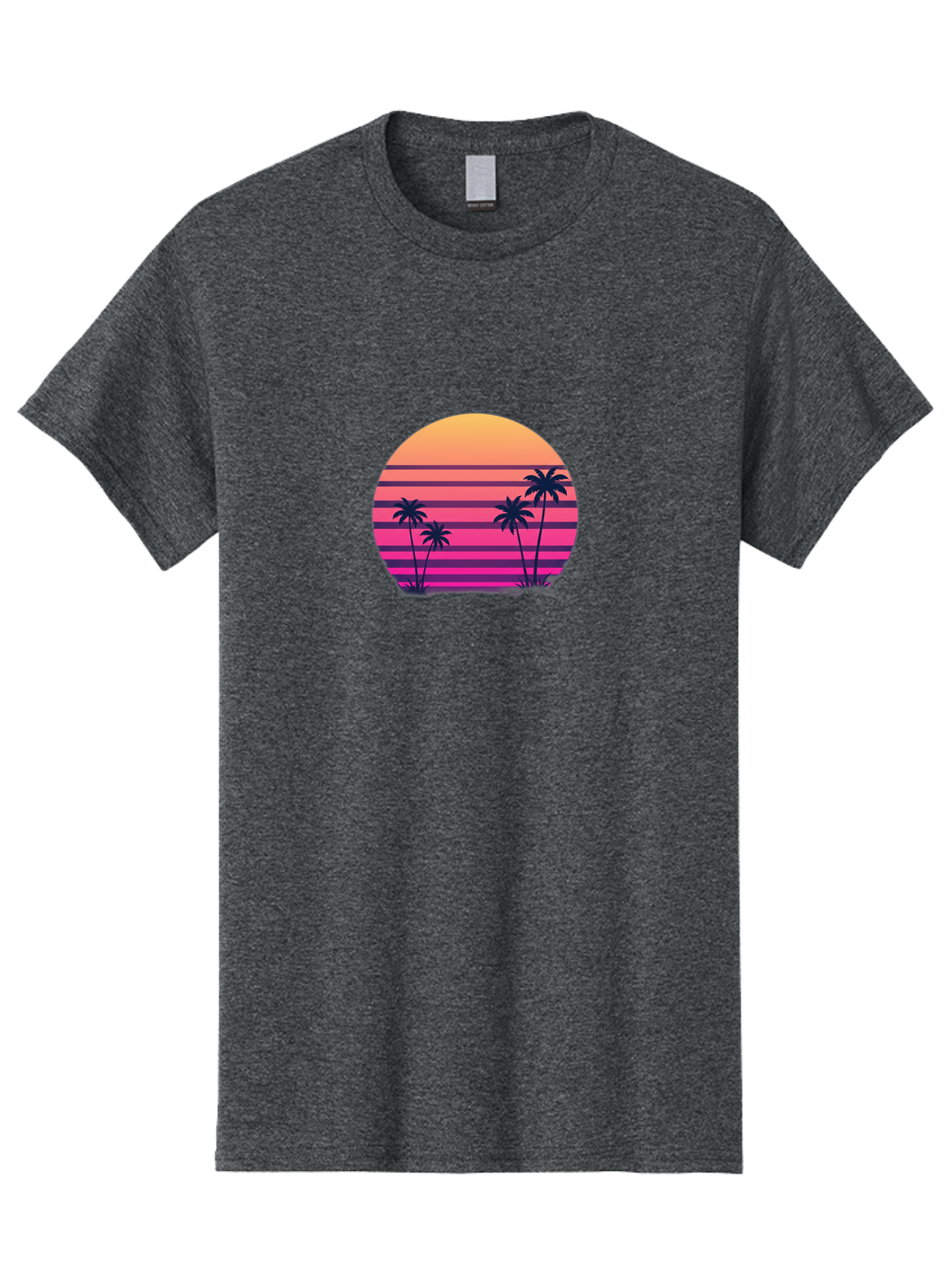 Vaporwave-Sunset Men'S Graphic Tee, 100% Cotton, Comfortable Casual Summer Wear, Machine Washable, Vaporwave Aesthetic, Retro Futurism, Sunset Landscape, Palm Trees, Neon Colors, Synthwave Art, Retro Style, 80S Vibe, Tropical Scenery, Bab568
