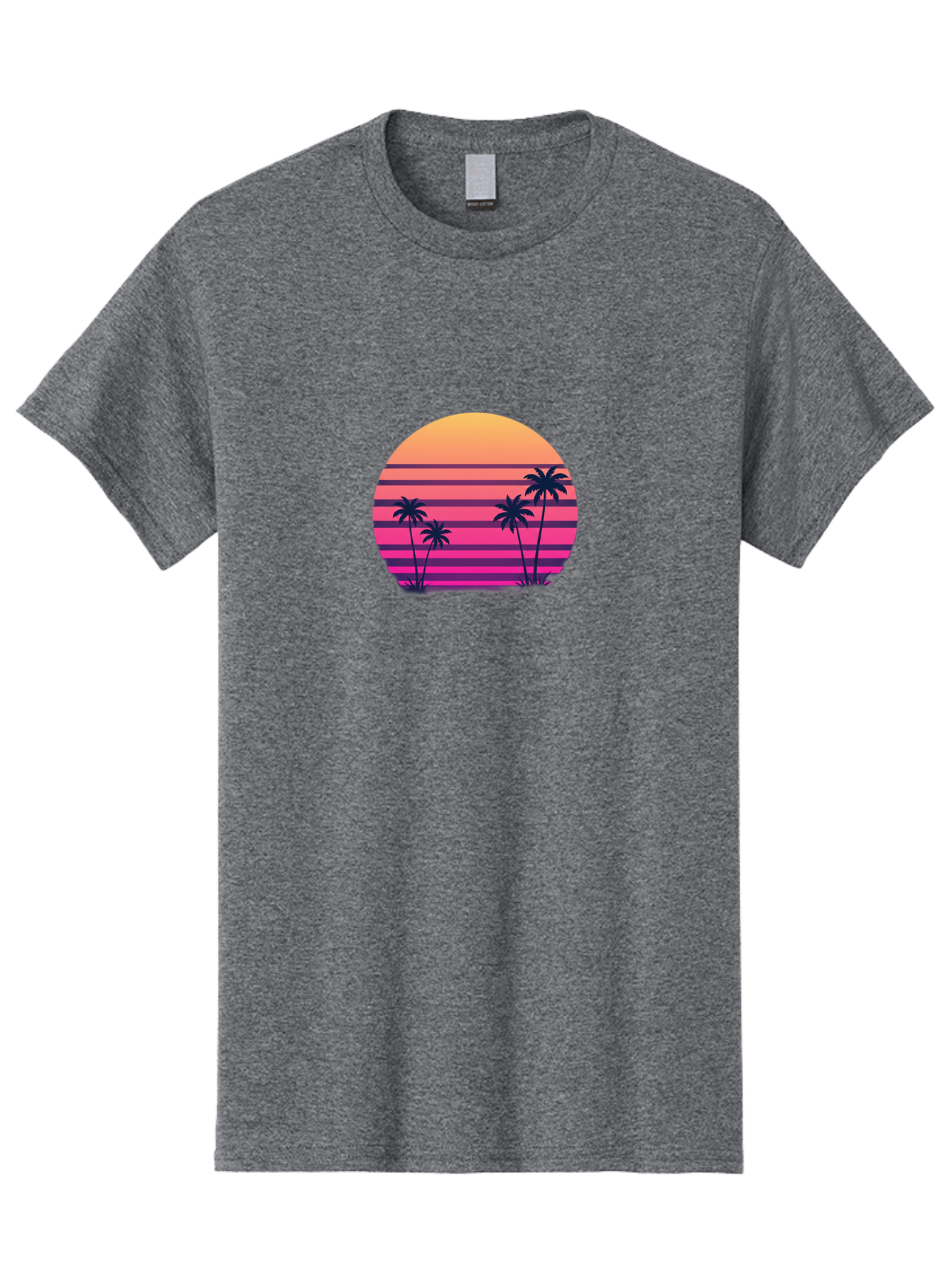 Vaporwave-Sunset Men'S Graphic Tee, 100% Cotton, Comfortable Casual Summer Wear, Machine Washable, Vaporwave Aesthetic, Retro Futurism, Sunset Landscape, Palm Trees, Neon Colors, Synthwave Art, Retro Style, 80S Vibe, Tropical Scenery, Bab568