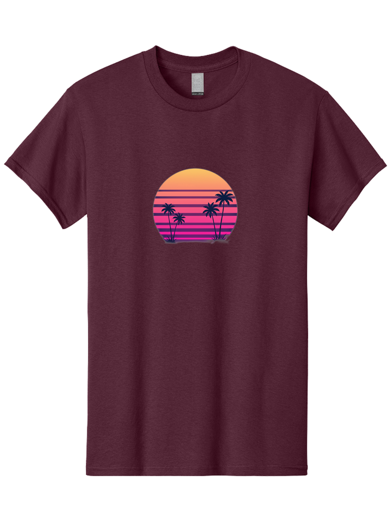 Vaporwave-Sunset Men'S Graphic Tee, 100% Cotton, Comfortable Casual Summer Wear, Machine Washable, Vaporwave Aesthetic, Retro Futurism, Sunset Landscape, Palm Trees, Neon Colors, Synthwave Art, Retro Style, 80S Vibe, Tropical Scenery, Bab568