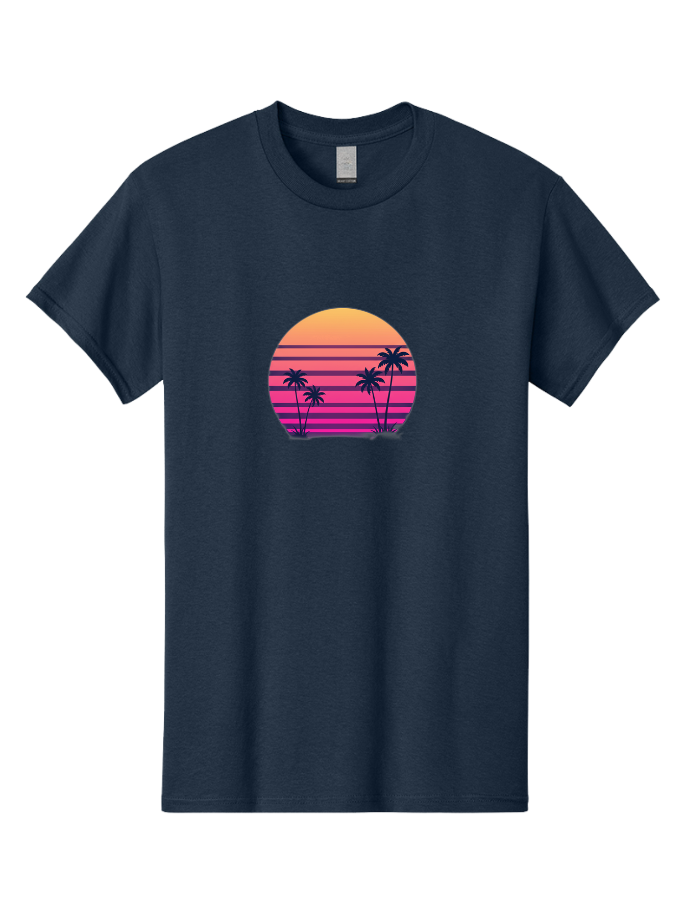 Vaporwave-Sunset Men'S Graphic Tee, 100% Cotton, Comfortable Casual Summer Wear, Machine Washable, Vaporwave Aesthetic, Retro Futurism, Sunset Landscape, Palm Trees, Neon Colors, Synthwave Art, Retro Style, 80S Vibe, Tropical Scenery, Bab568