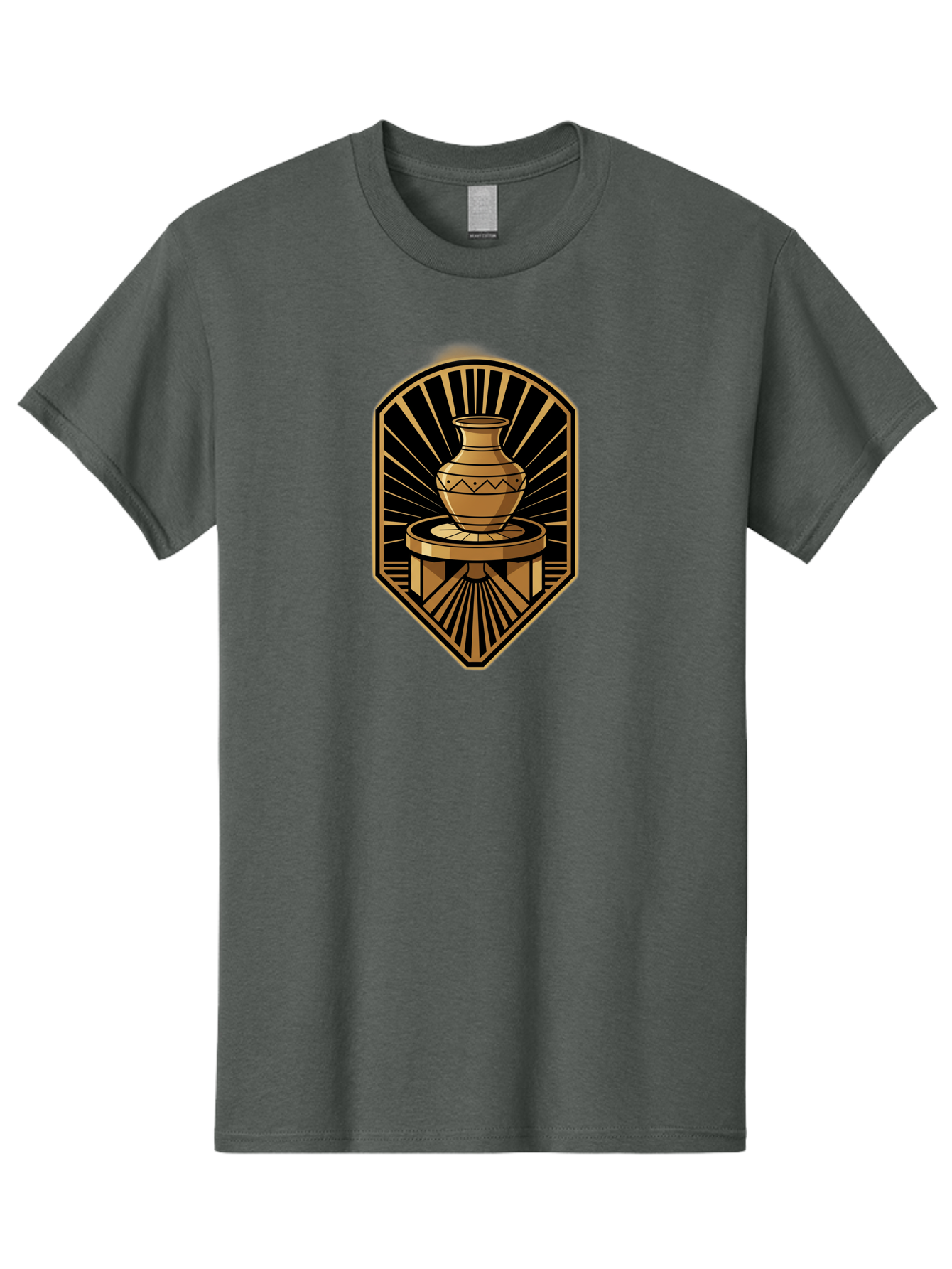 Vase-On-Pedestal Men'S Graphic Tee, 100% Cotton, Comfortable Casual Summer Wear, Machine Washable, Golden Vase, Decorative Pot, Ornate Design, Geometric Patterns, Luxurious Feel, Ancient Artifact, Stylish Decor, Elegant Display, Bab569