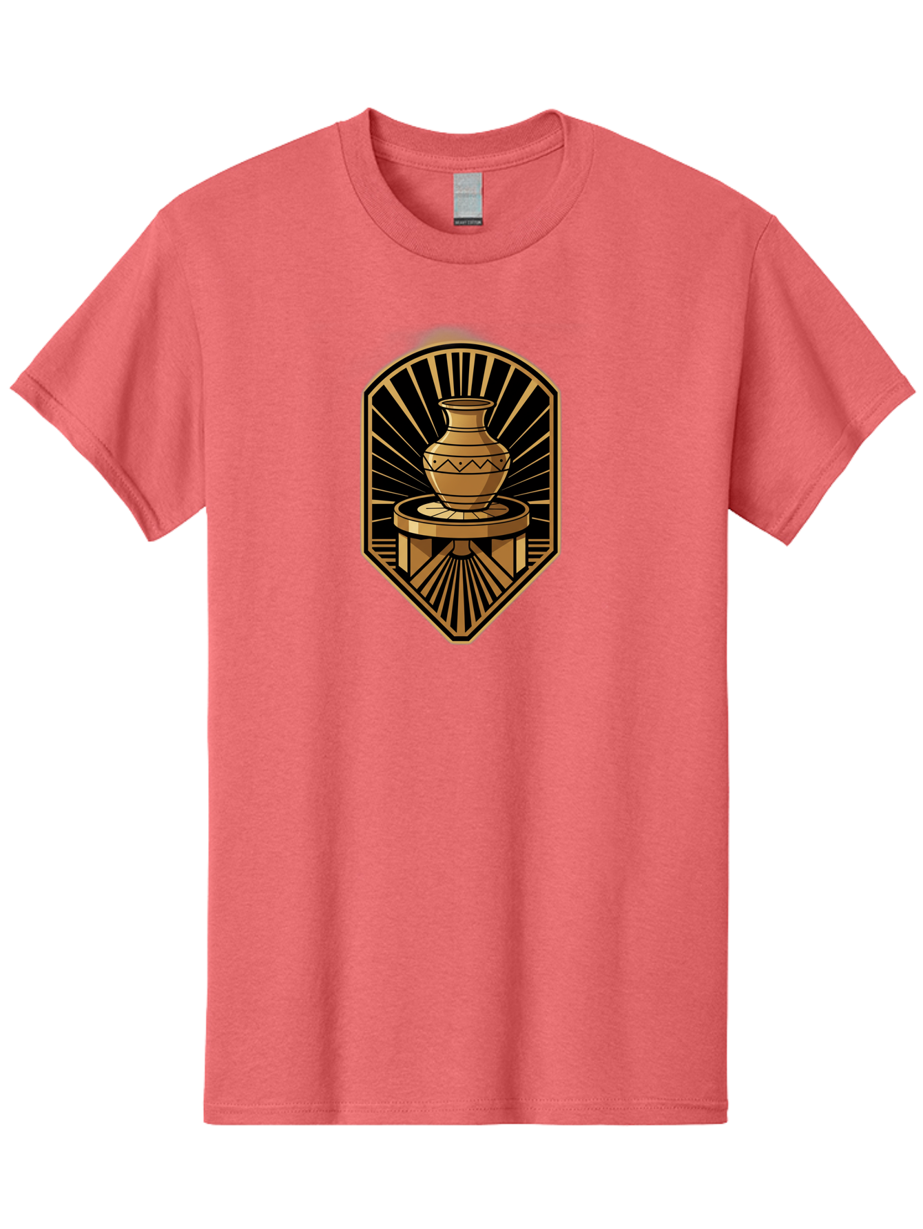 Vase-On-Pedestal Men'S Graphic Tee, 100% Cotton, Comfortable Casual Summer Wear, Machine Washable, Golden Vase, Decorative Pot, Ornate Design, Geometric Patterns, Luxurious Feel, Ancient Artifact, Stylish Decor, Elegant Display, Bab569