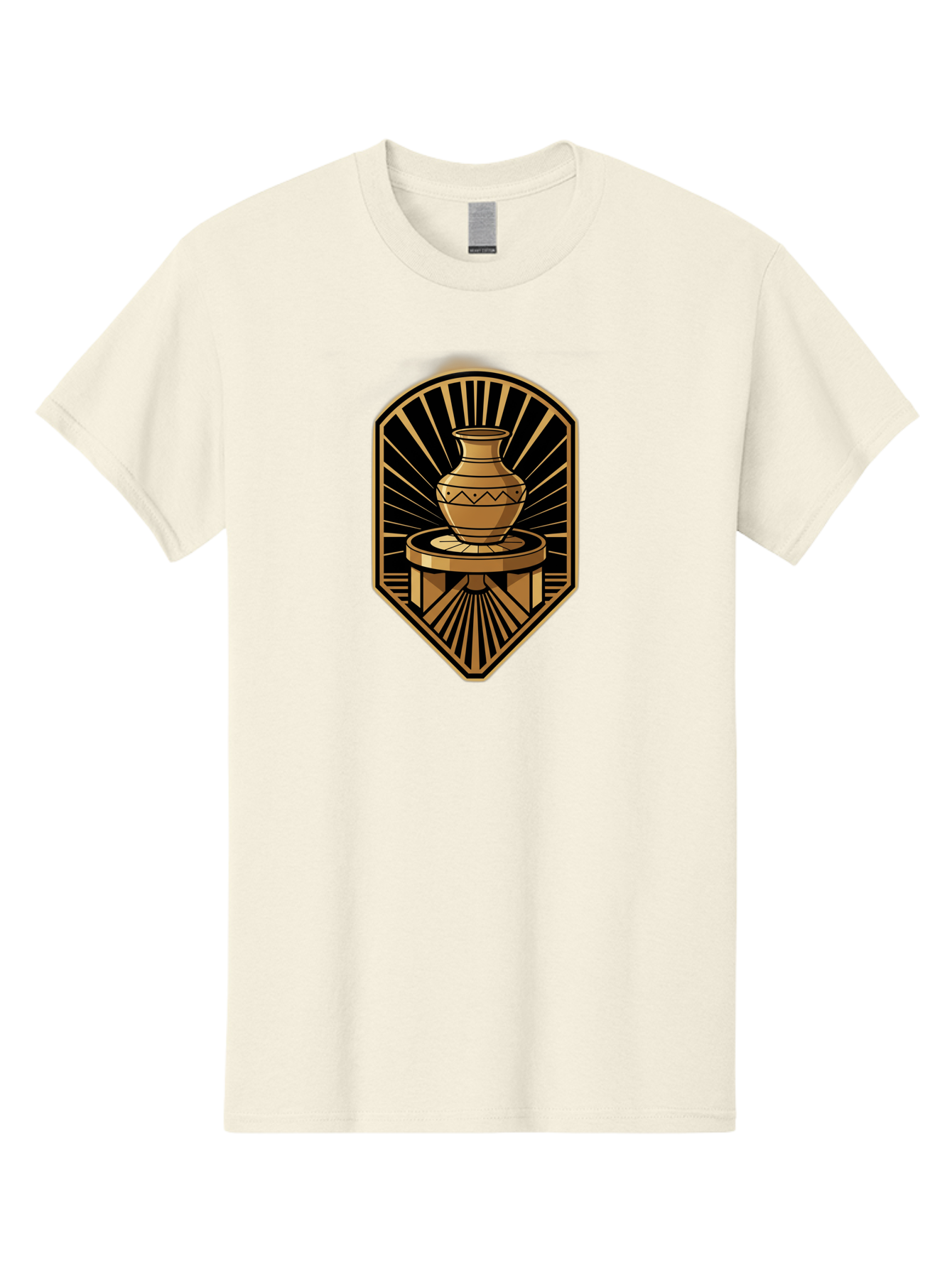 Vase-On-Pedestal Men'S Graphic Tee, 100% Cotton, Comfortable Casual Summer Wear, Machine Washable, Golden Vase, Decorative Pot, Ornate Design, Geometric Patterns, Luxurious Feel, Ancient Artifact, Stylish Decor, Elegant Display, Bab569