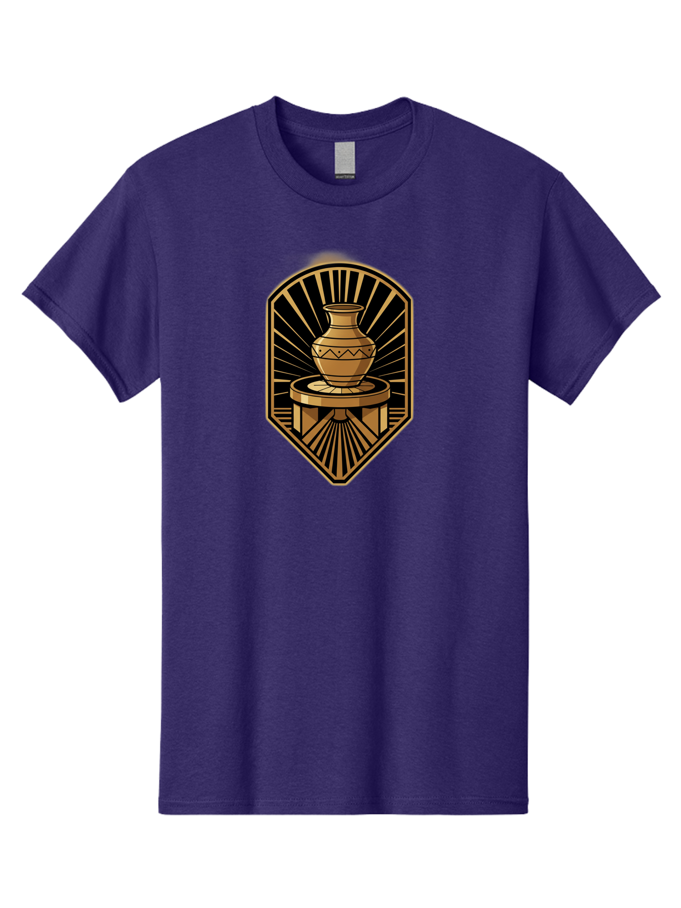 Vase-On-Pedestal Men'S Graphic Tee, 100% Cotton, Comfortable Casual Summer Wear, Machine Washable, Golden Vase, Decorative Pot, Ornate Design, Geometric Patterns, Luxurious Feel, Ancient Artifact, Stylish Decor, Elegant Display, Bab569
