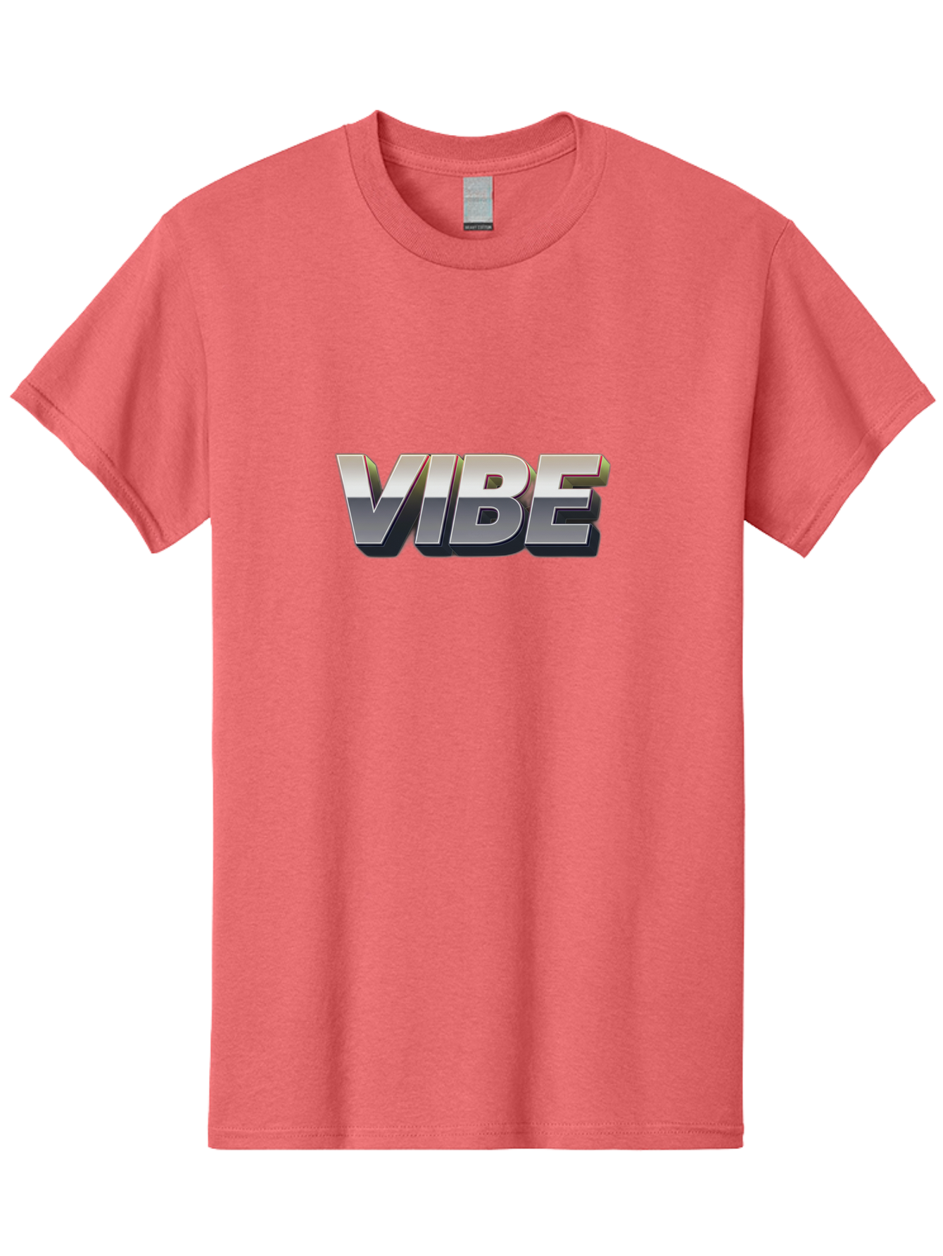 Vibe Men'S Graphic Tee, 100% Cotton, Comfortable Casual Summer Wear, Machine Washable, Vibe, Silver Text, Modern Font, Bold Typography, Sleek Design, Futuristic Style, Trendy Aesthetic, Contemporary Graphics, 3D Effect, Metallic Finish Bab571